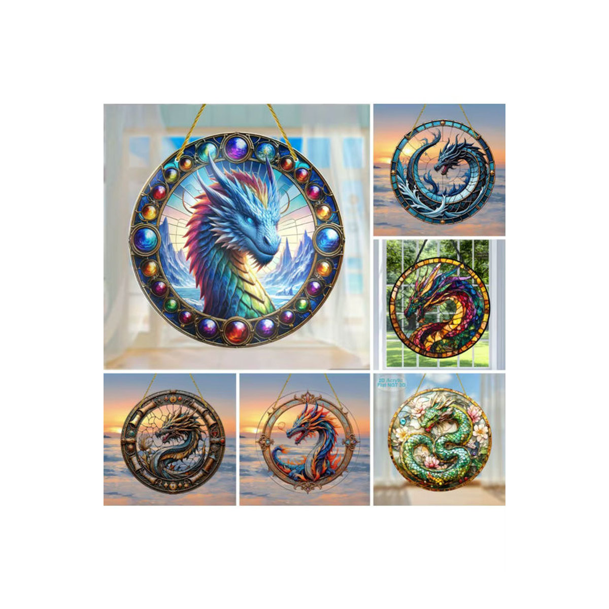Böhmischer Drachen-Sonnenfänger aus Acryl in Mehrfarbig als hängende Dekoration - Bild 5