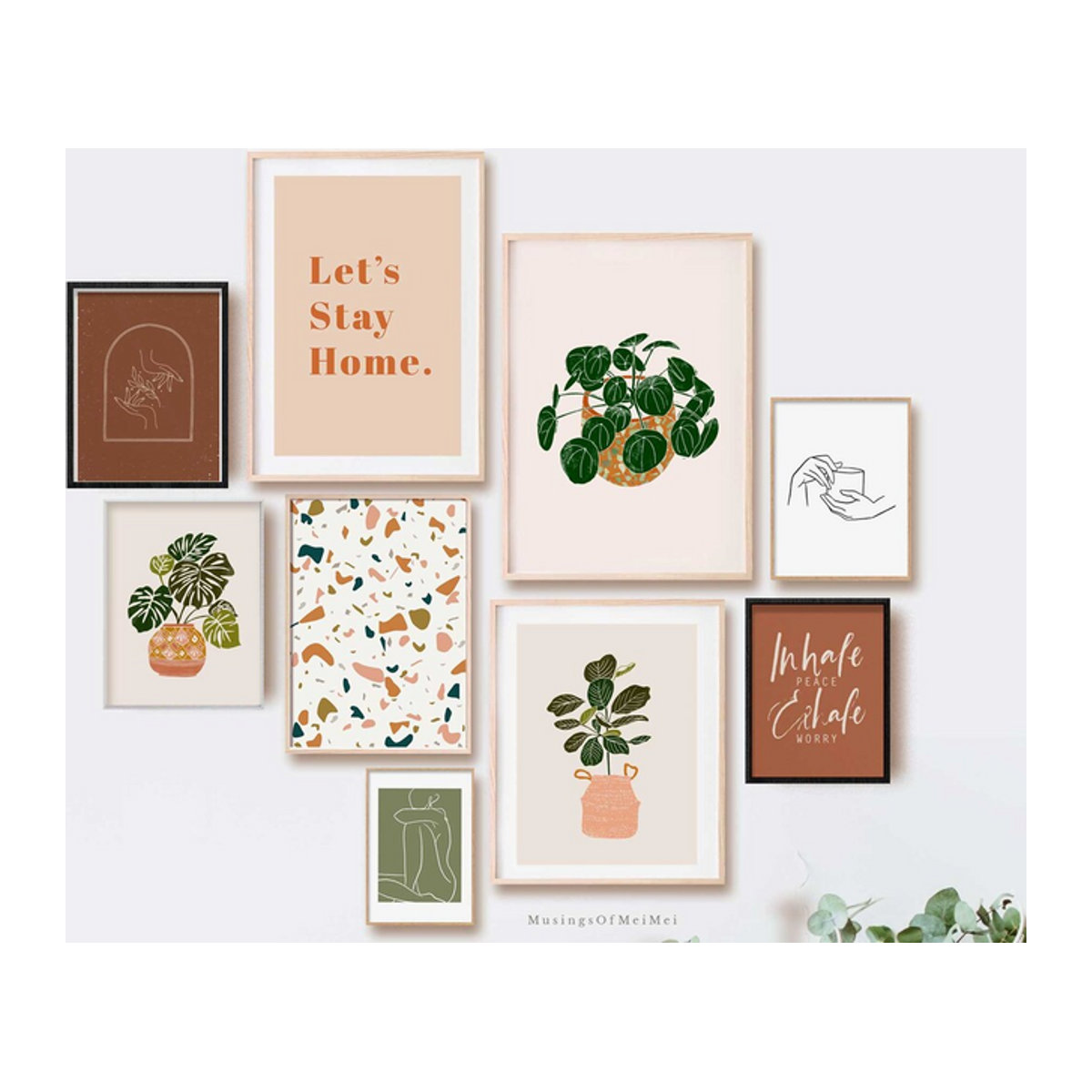 Boho Botanischer Druck Fiddle Leaf Feige als digitale Wandkunst für dein Kinderzimmer in mehrfarbigem Design - Bild 1