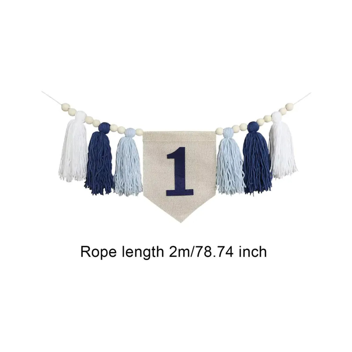 Boho Geburtstag Banner für den 1. Geburtstag mit Holzbuchstaben und Textil-Quasten in Rosa und Mehrfarbig - Bild 6