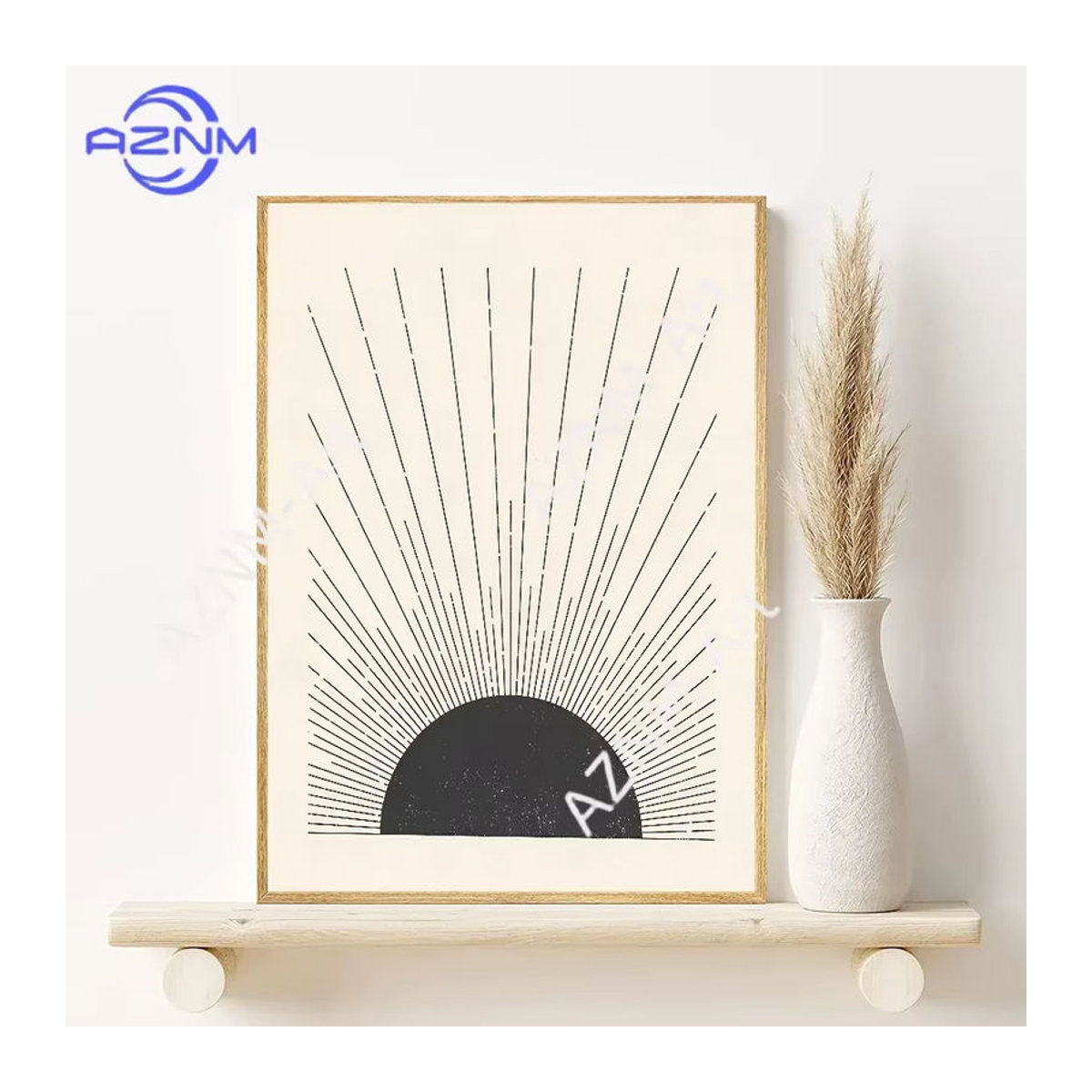 Boho Matisse-inspiriertes Leinwand-Wandkunst-Set von AZNM mit abstrakter Typografie und Buchstaben in Schwarz-Weiß für deine moderne Dekoration - Bild 2