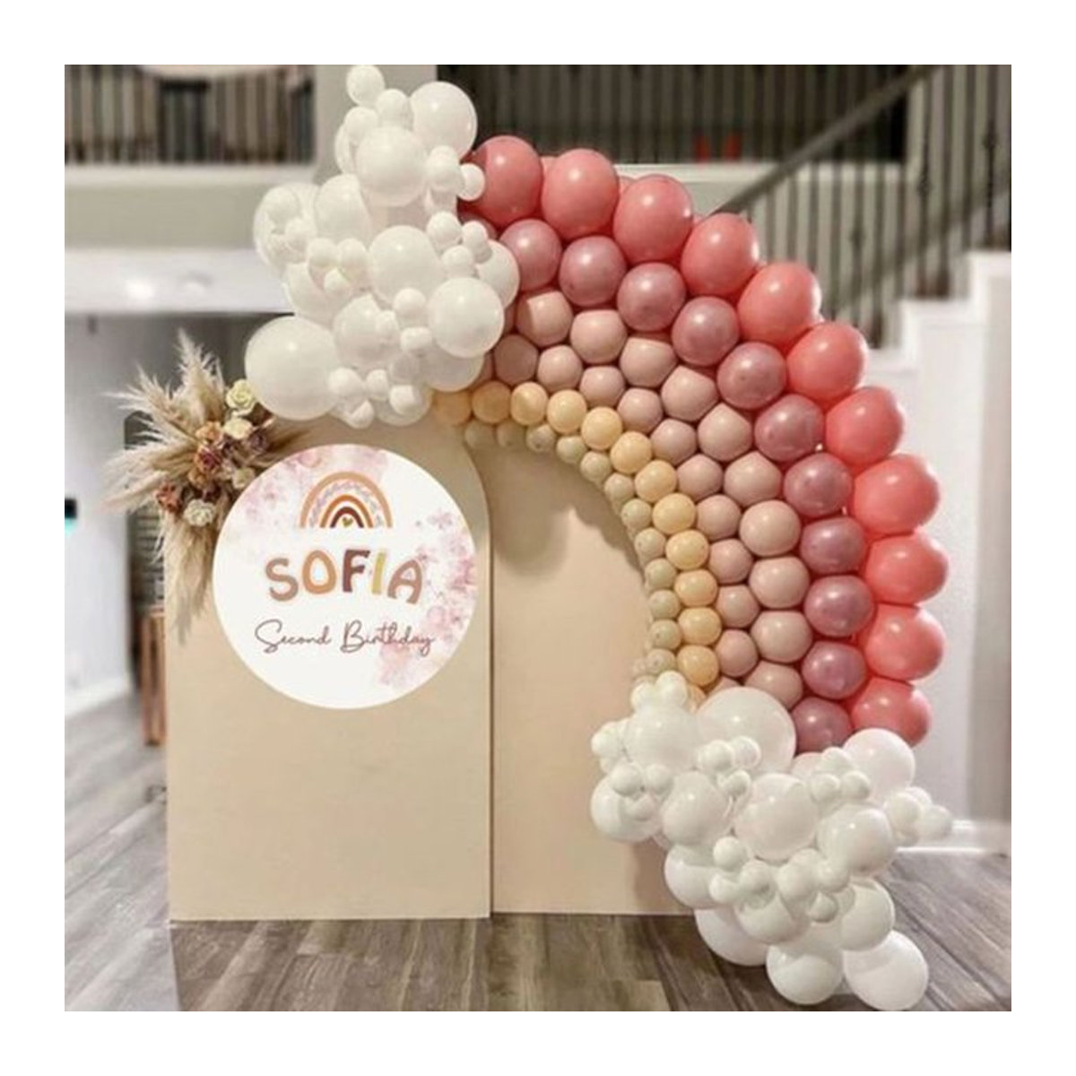 Boho Regenbogen Ballon Girlande Set von joy-enlife in Rosa, Braun und Weiß für Hochzeit, Geburtstag oder Babyparty - Bild 1