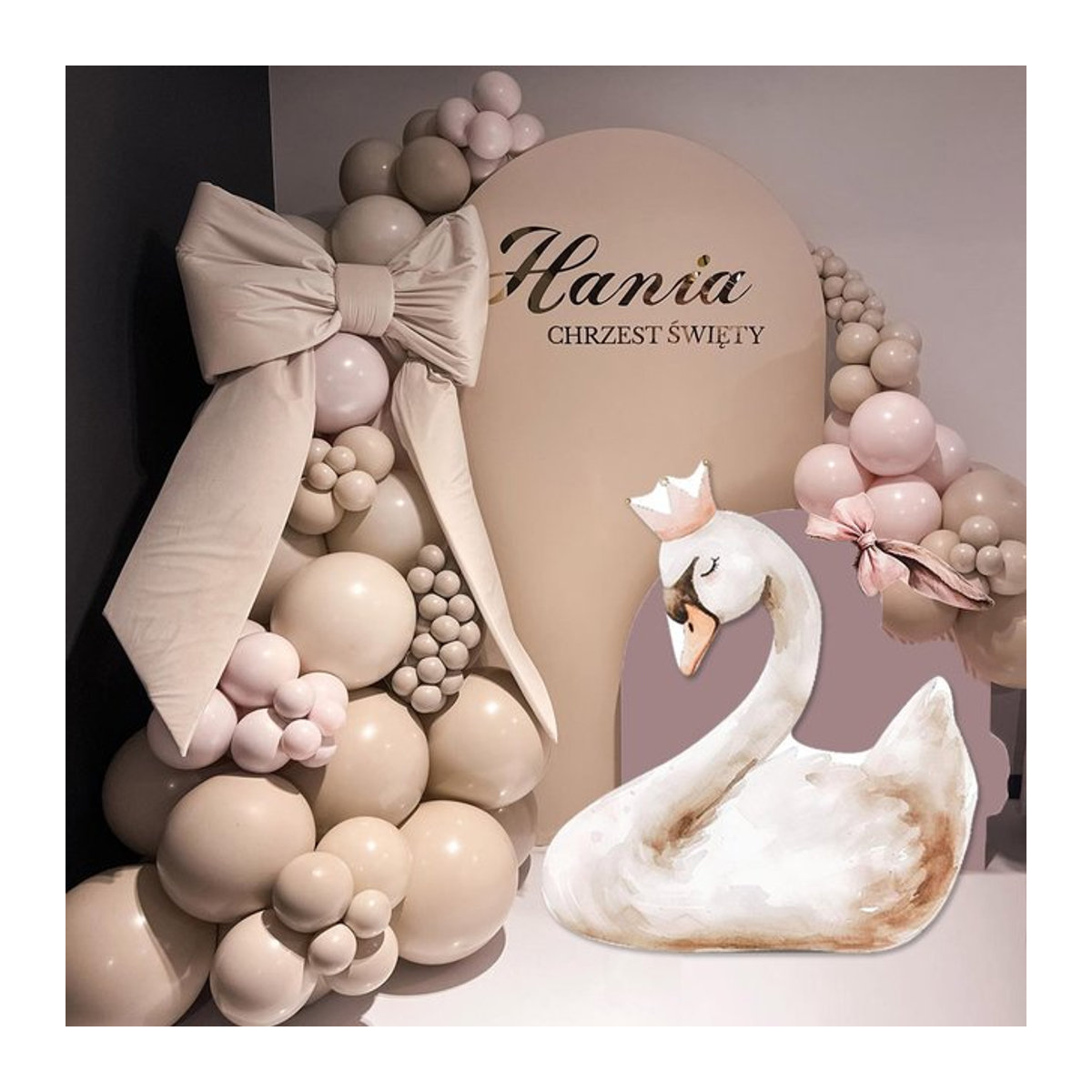 Boho Schwan Mosaik Brett mit Ausschnitt für Babyparty und Geburtstag, Beige, 5 mm Schaumstoff - Bild 1