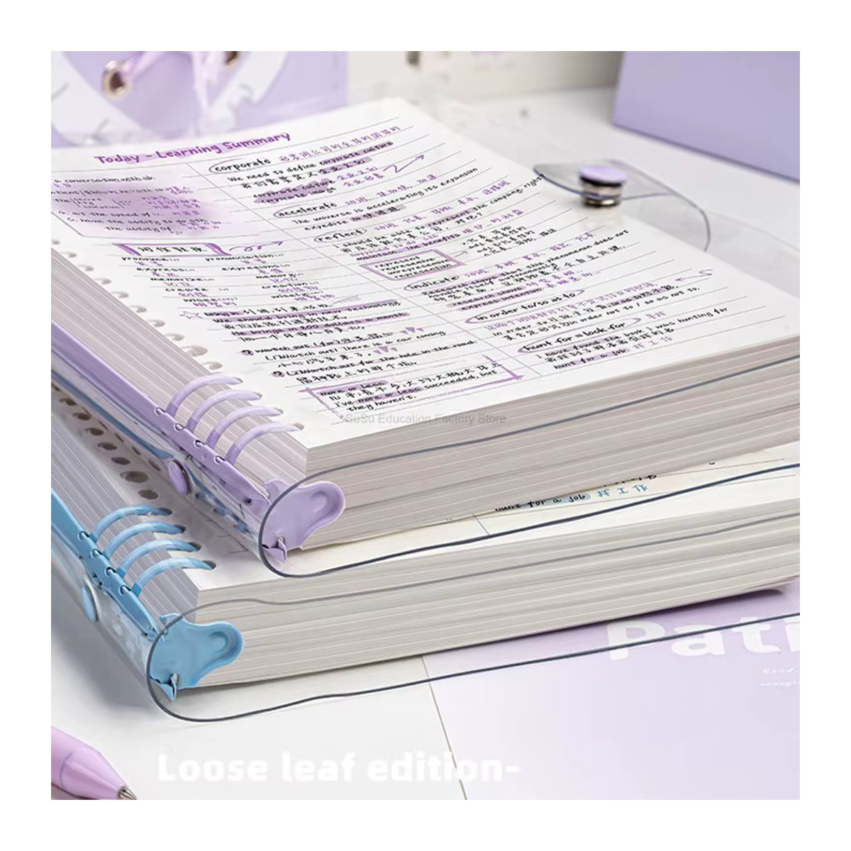 BOHY Notizbuch A5 mit transparentem Softcover, kariert, 120 Seiten, Purple/Bunt - Bild 4