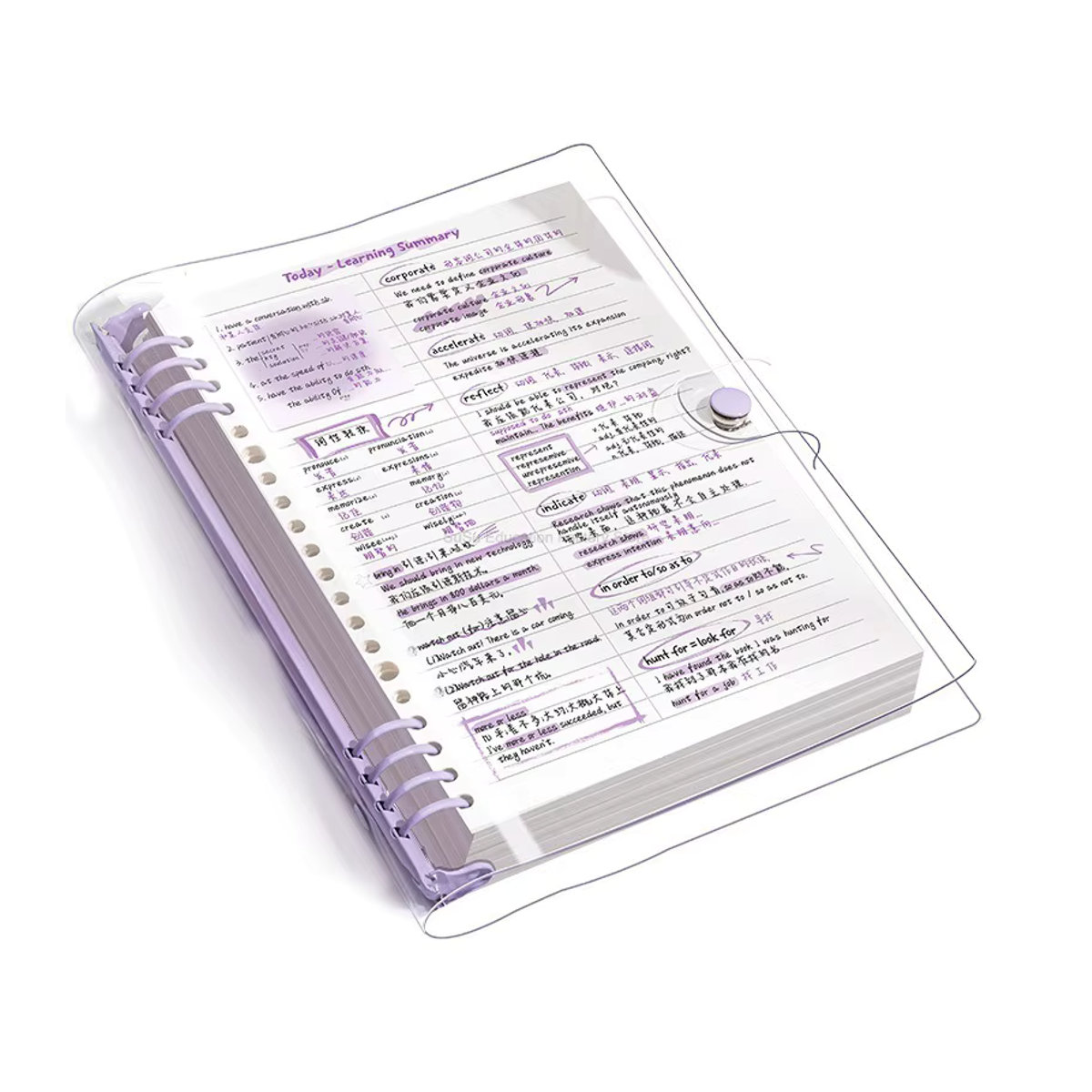 BOHY Notizbuch A5 mit transparentem Softcover, kariert, 120 Seiten, Purple/Bunt - Bild 5