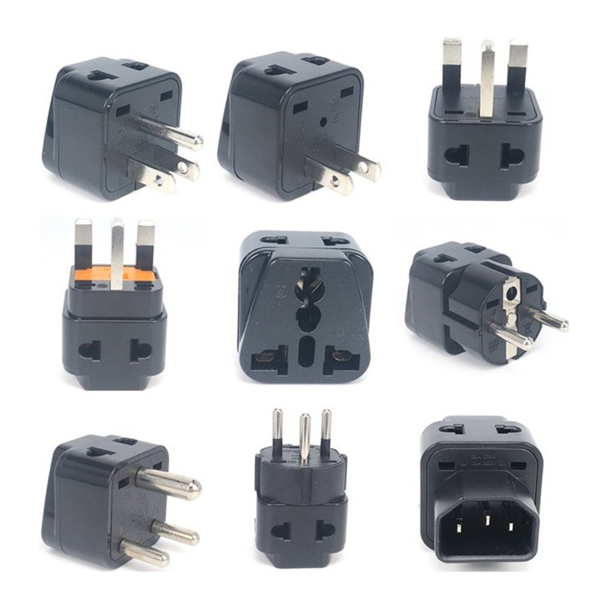 Bolantedz 2 in 1 Universal Reiseadapter für UK US EU IL mit US auf EU Stecker in Schwarz/Weiß - Bild 1