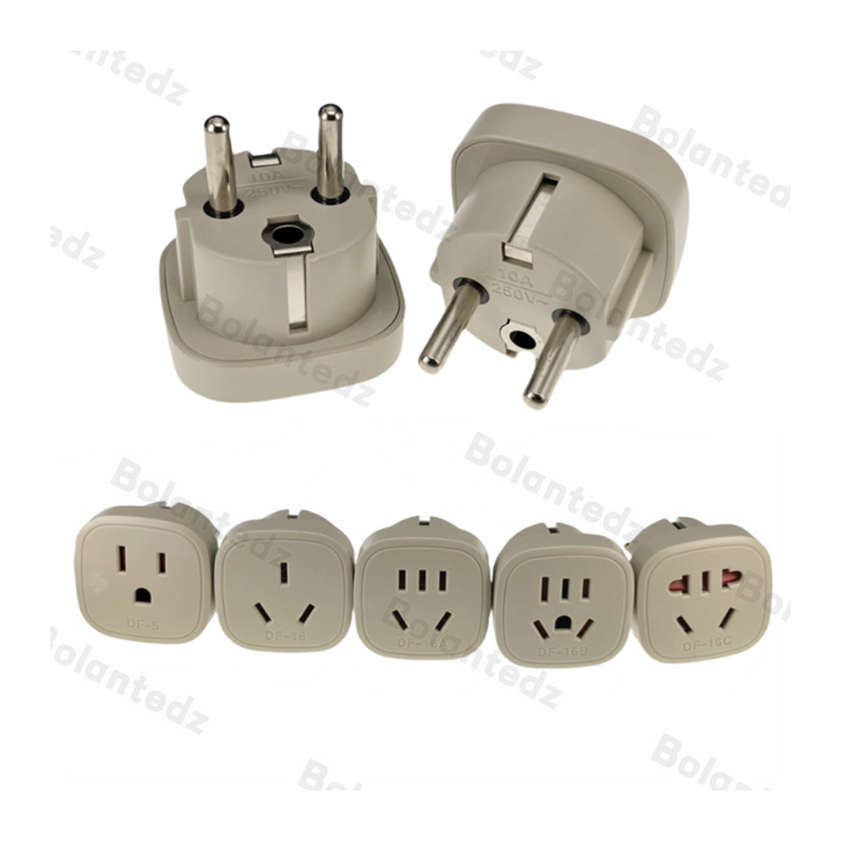 Bolantedz Stromadapter Typ-I und Typ-A auf Typ-F Schuko für Australien, China, Frankreich, Korea und Russland, Farbe: Beige - Bild 1