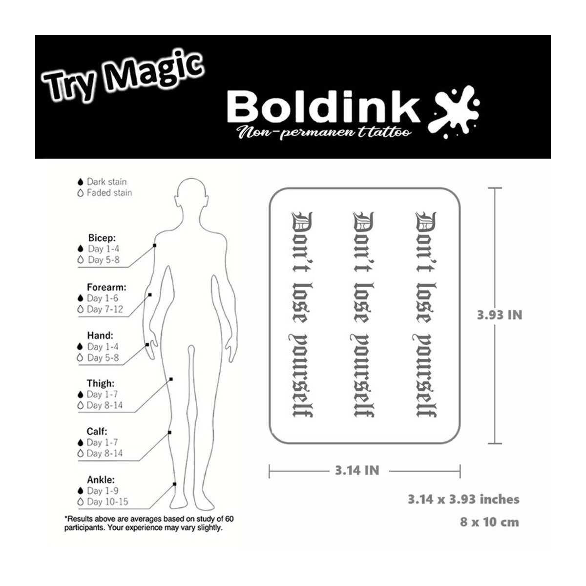 Boldink Gothic Tattoo Aufkleber Don't Lose Yourself mit Krone in Schwarz - Bild 2