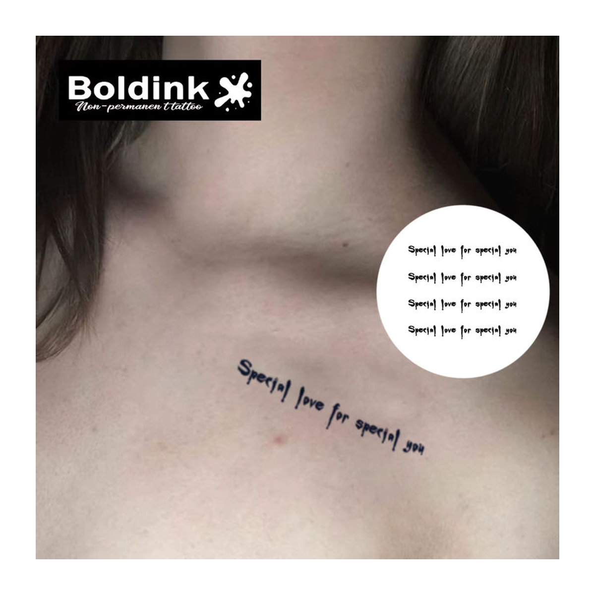 Boldink Tattoo-Aufkleber Set mit 12 handgeschriebenen Manifest-Designs in Schwarz, wasserfest und temporär - Bild 2