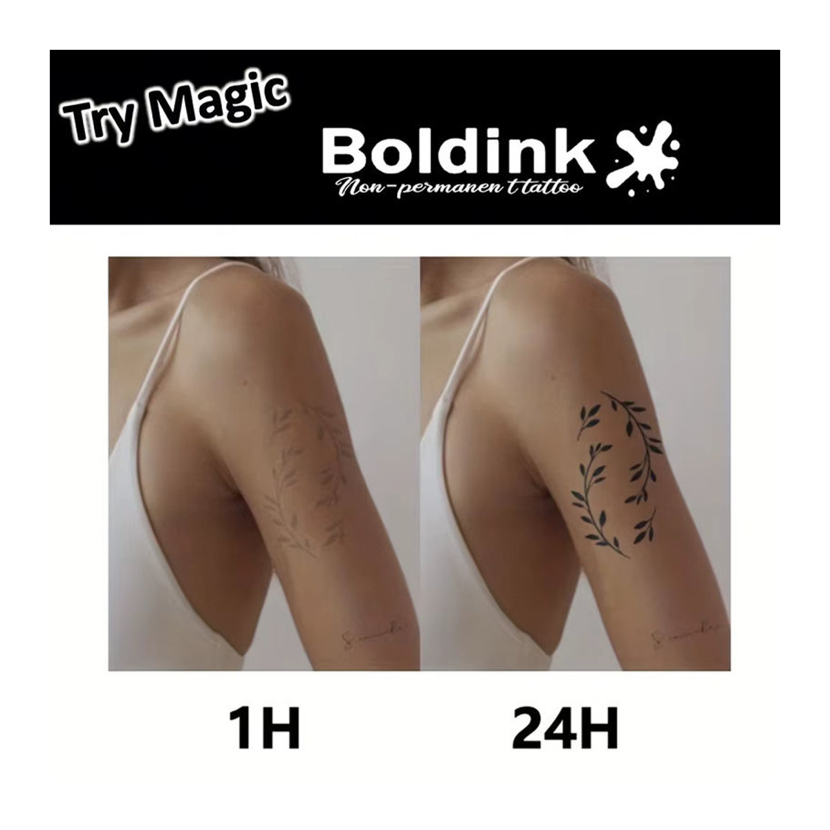 Boldink Tattoo-Aufkleber Set mit 12 handgeschriebenen Manifest-Designs in Schwarz, wasserfest und temporär - Bild 3