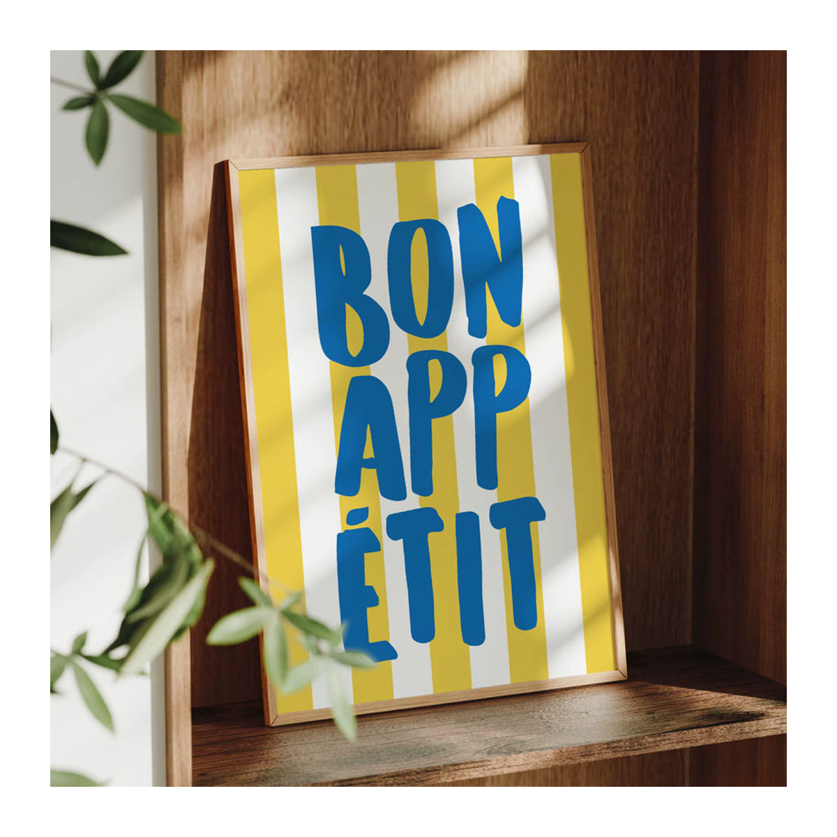 Bon Appétit Leinwandposter mit blauem Typografie-Design in Hochformat und mehrfarbiger Gestaltung - Bild 1
