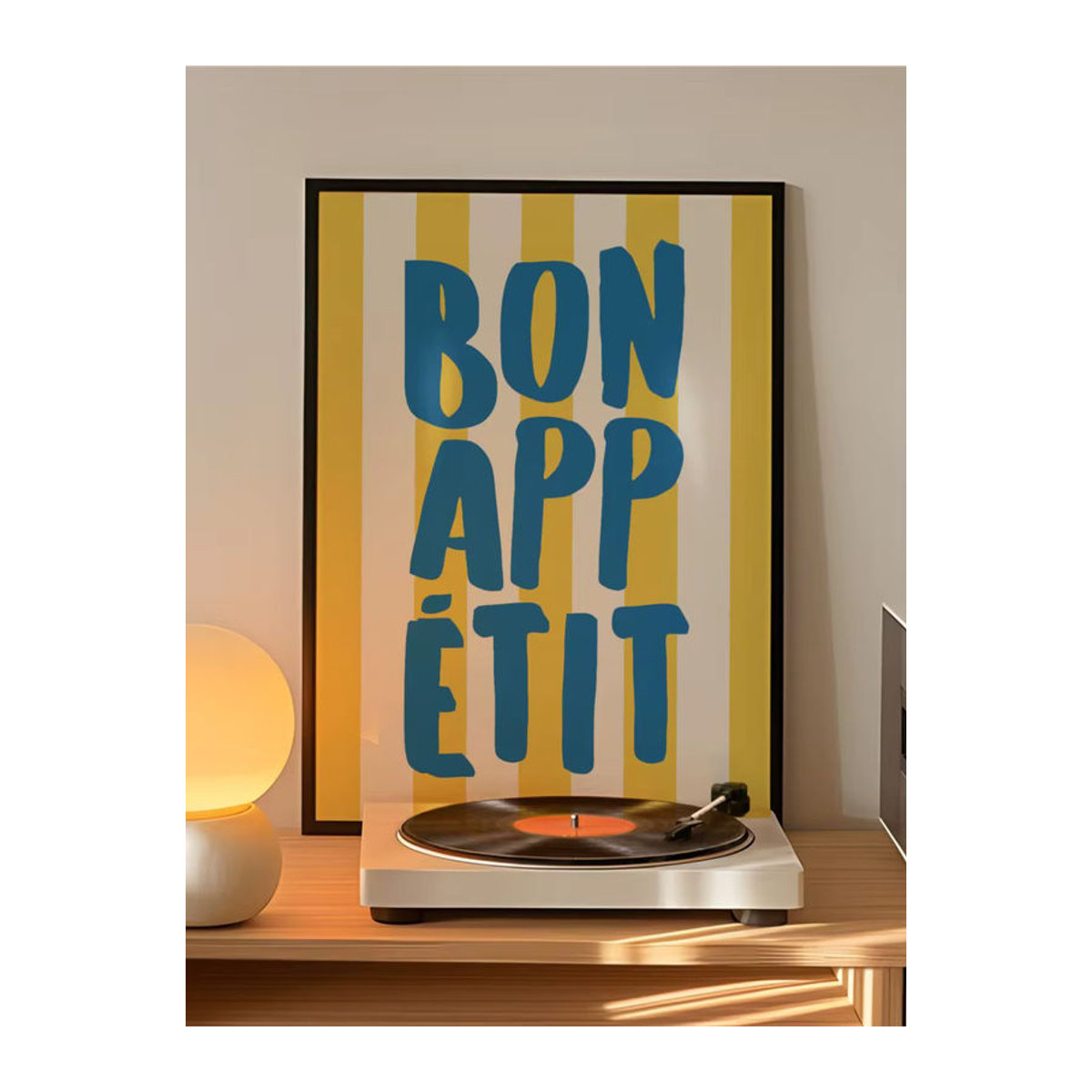 Bon Appétit Leinwandposter mit blauem Typografie-Design in Hochformat und mehrfarbiger Gestaltung - Bild 2