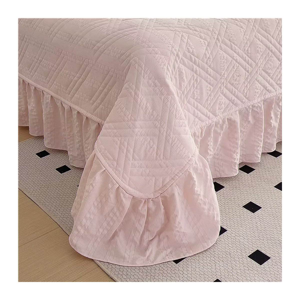 Bon enjoy Bettdecke mit Spitzen-Design in Rosa, 250 x 270 cm, verdickte Tagesdecke ohne Kissenbezug - Bild 2
