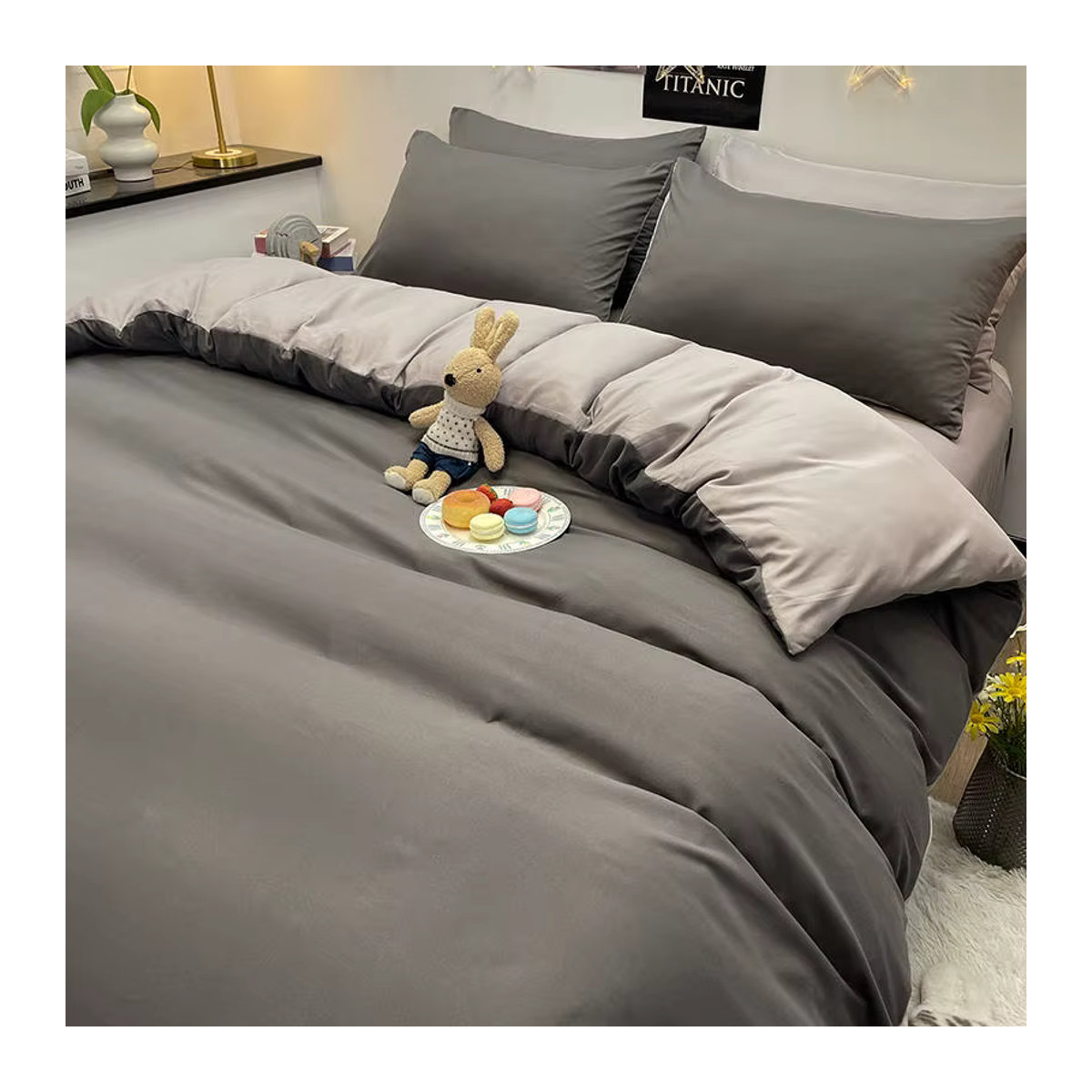 Bonenjoy Bettbezug Nordica Cama Dunkelgrau für Doppelbett Queen-/King-Size 150 cm - Bild 6