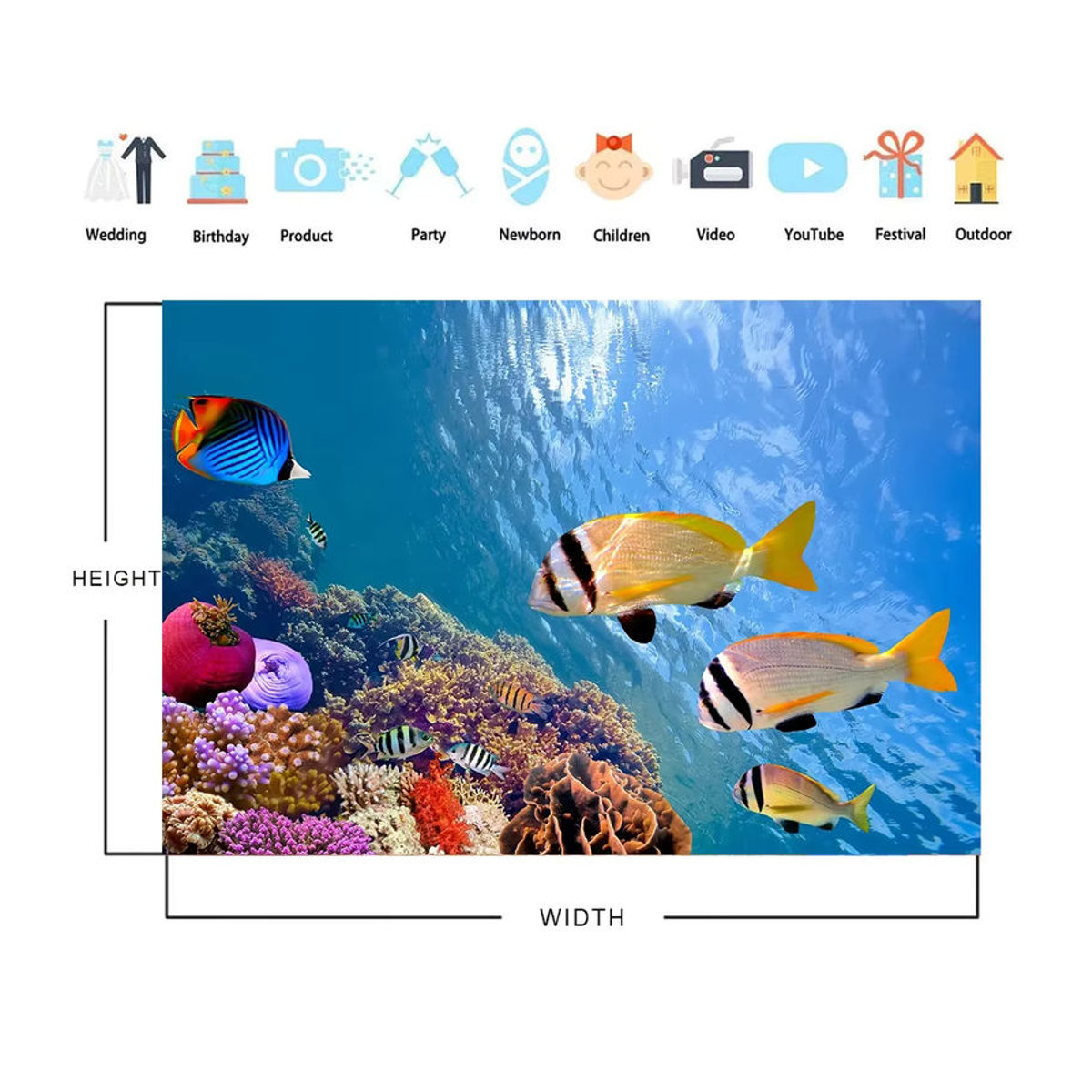 Bonvvie Fotohintergrund Meeresboden Aquarium Unterwasserwelt in Blau für Kindergeburtstag und Party Dekoration - Bild 3