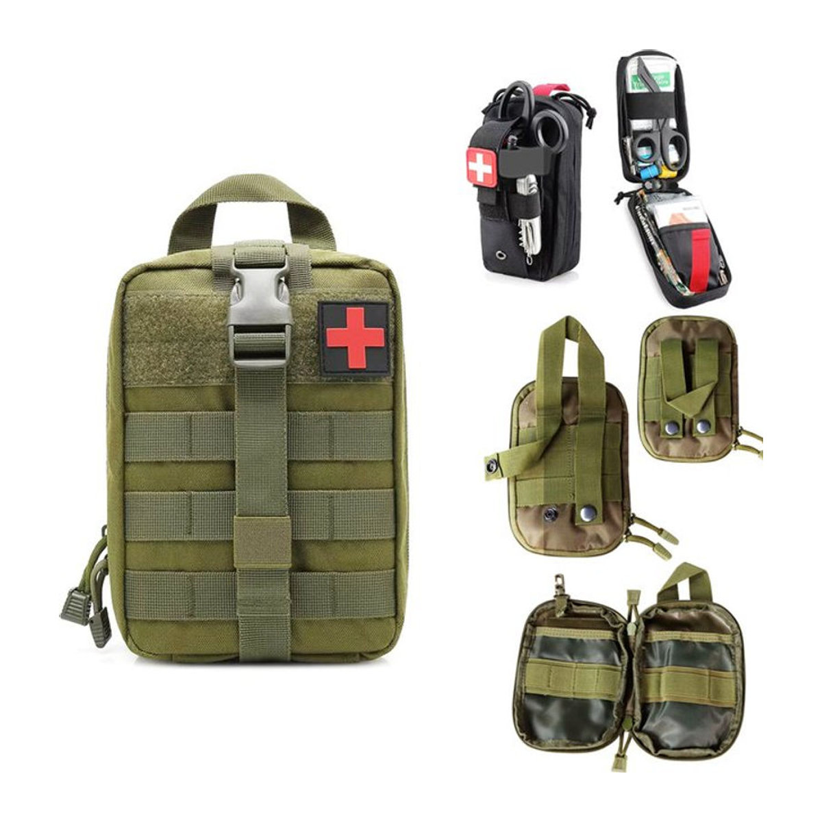 BOOIU Taktische EDC Molle Erste-Hilfe-Tasche für Outdoor, Camping und Wandern in Schwarz oder Grün - Bild 1