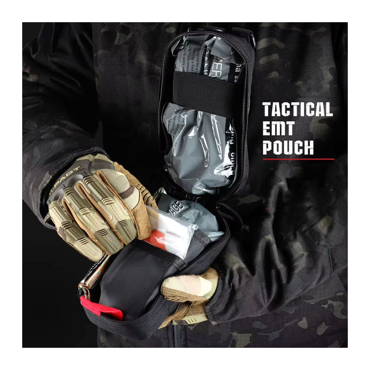BOOIU Taktische EDC Molle Erste-Hilfe-Tasche für Outdoor, Camping und Wandern in Schwarz oder Grün - Bild 2