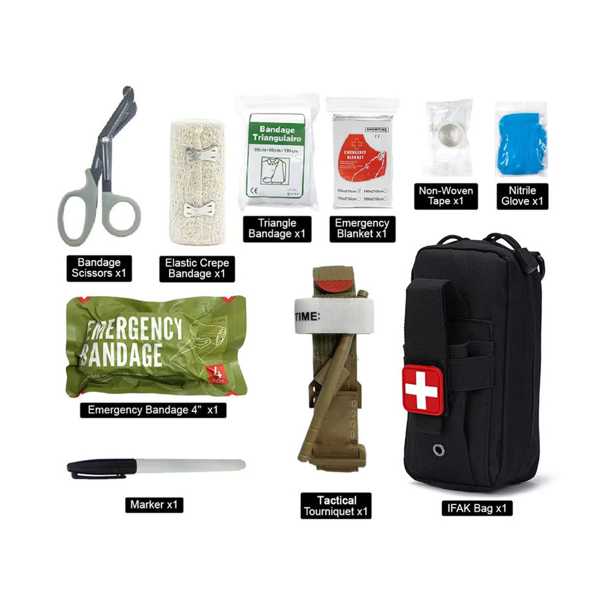 BOOIU Taktische EDC Molle Erste-Hilfe-Tasche für Outdoor, Camping und Wandern in Schwarz oder Grün - Bild 4
