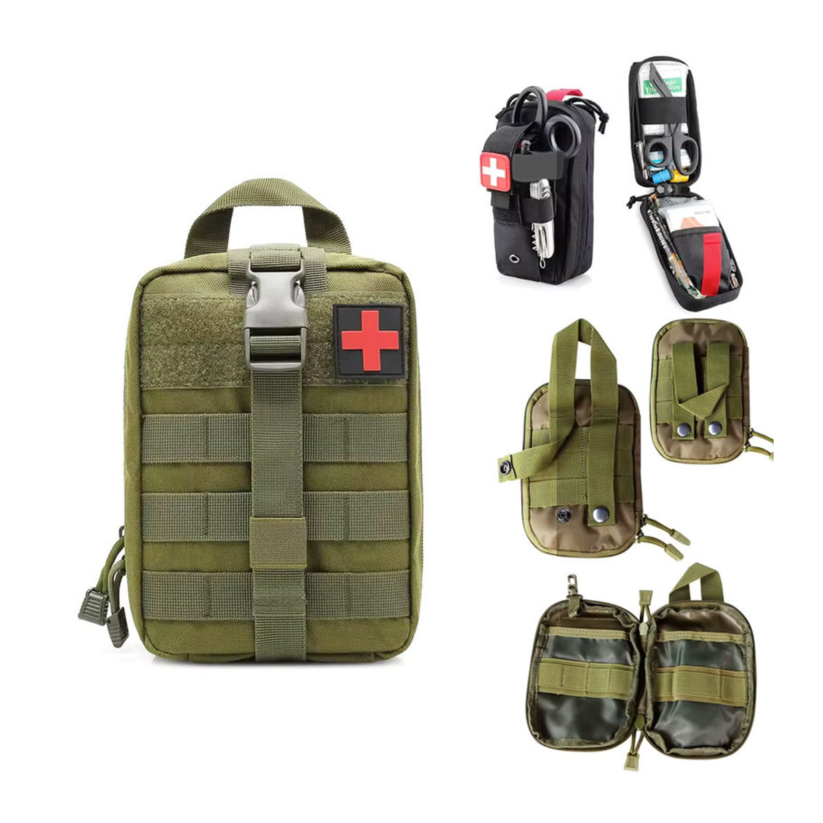 BOOIU Taktische EDC Molle Erste-Hilfe-Tasche für Outdoor, Camping und Wandern in Schwarz oder Grün - Bild 5