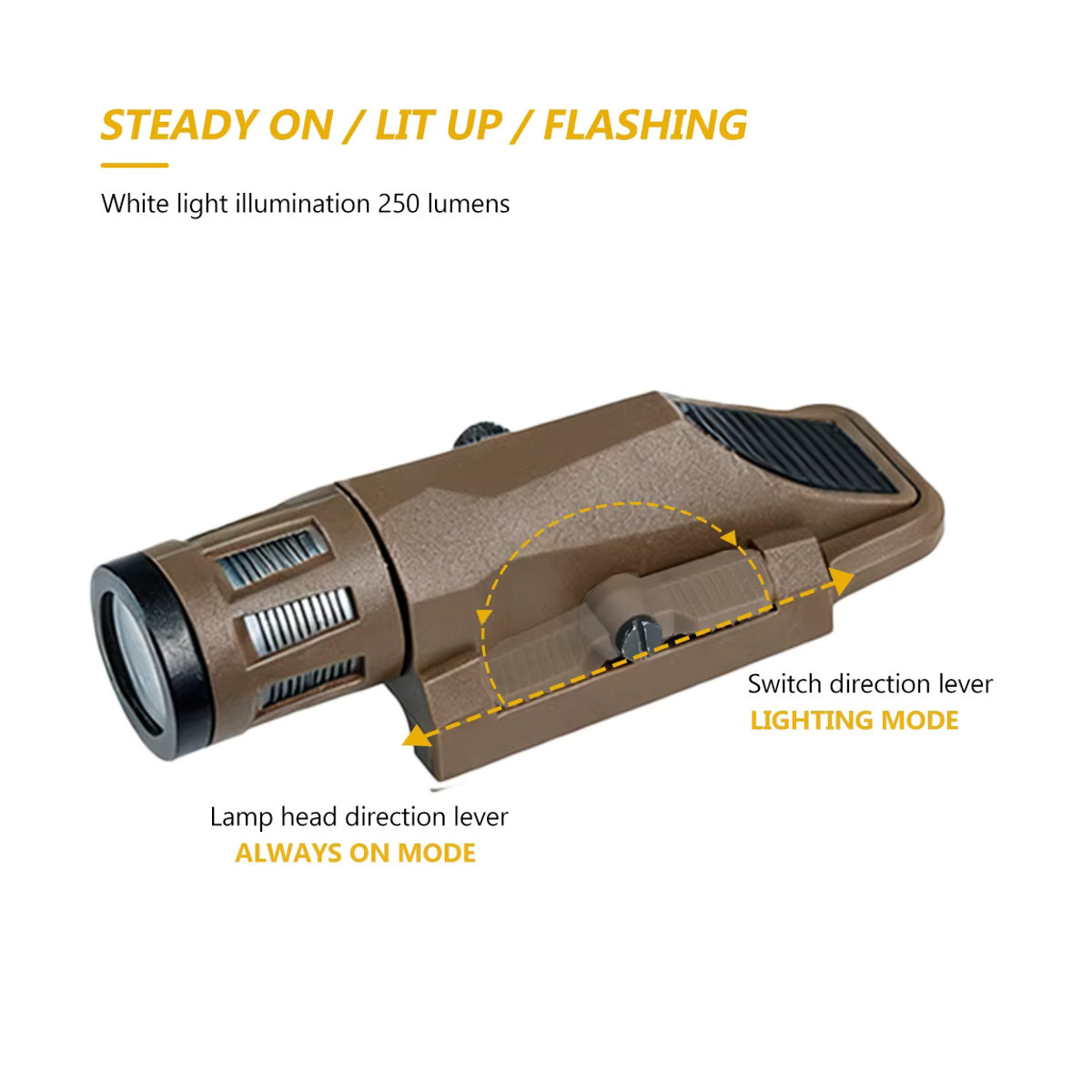 BOOIU Taktische Taschenlampe WML-G2 aus Nylon und Metall mit Strobe-LED-Licht für Airsoft, Outdoor und Jagd, wasserdicht - Bild 4