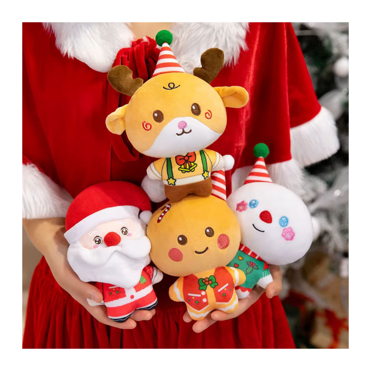 BOOKFONG Kawaii Weihnachtsmann Dekoration aus Textil in Mehrfarbig - Bild 2
