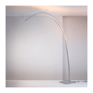 Bopp Leuchten Bow LED-Bogenlampe aus Aluminium in Alufarben mit warmweißem Licht