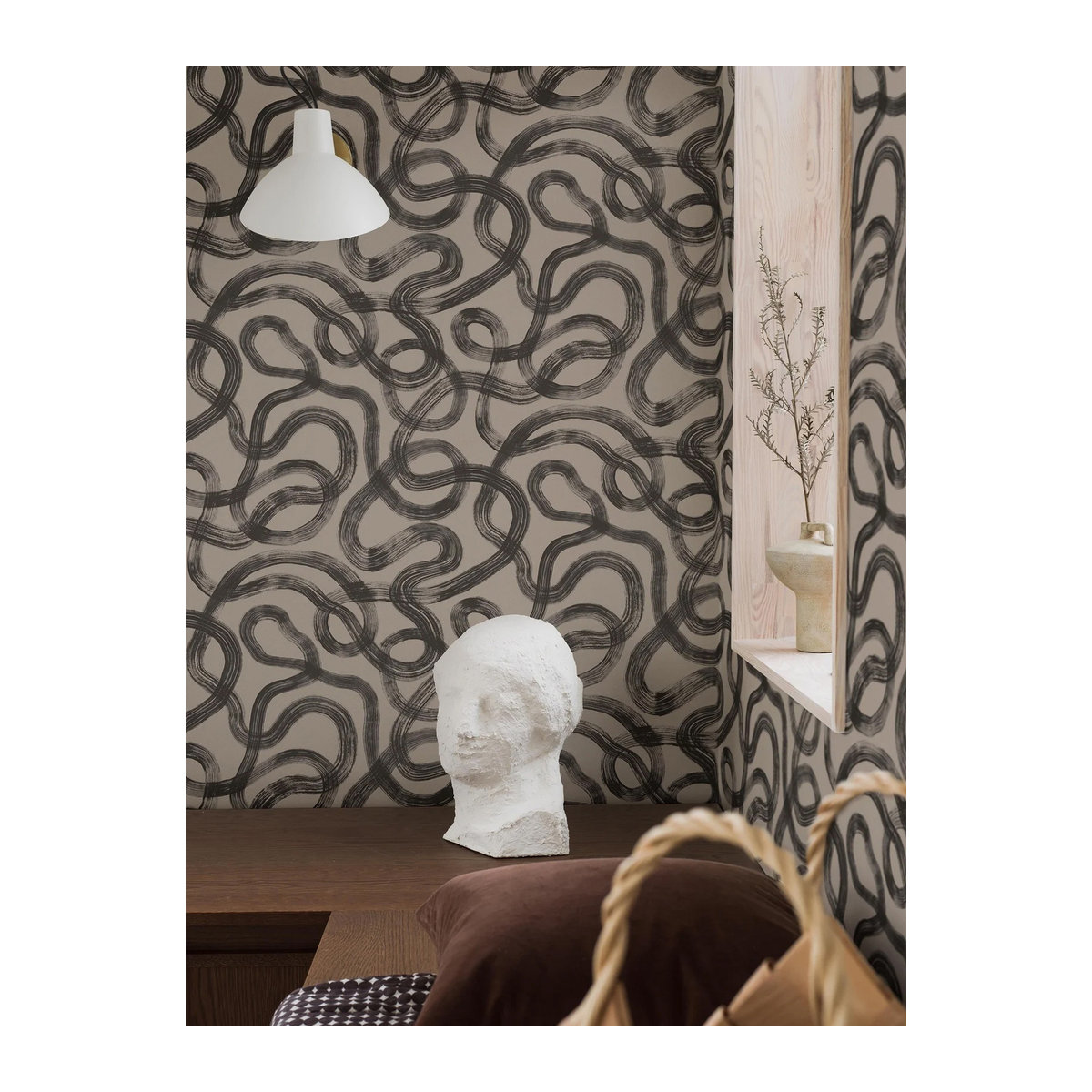 Boråstapeter Wallpaper Curve Geometrisch in Beige und Braun aus Papier - Bild 1
