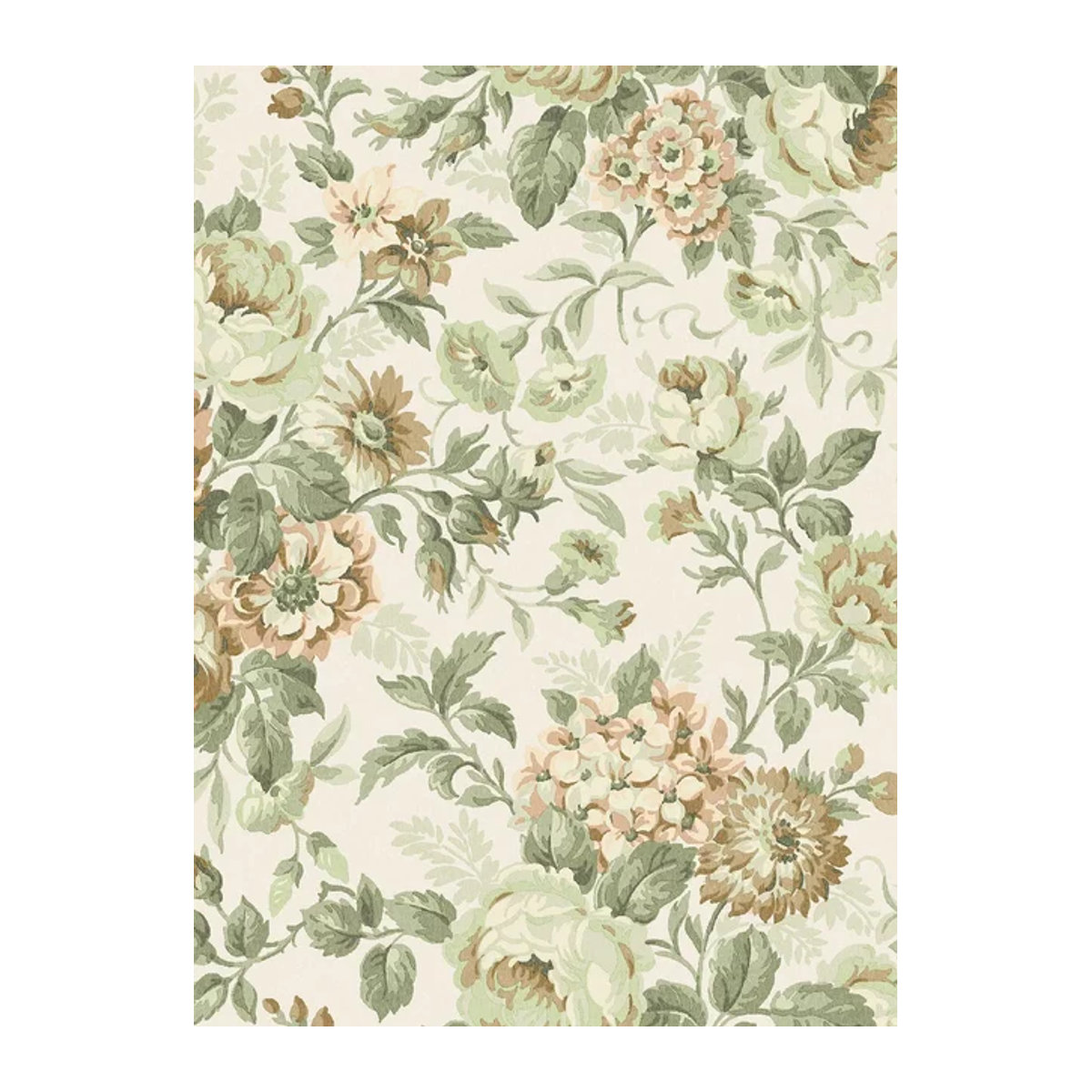 BoråsTapeter Wallpaper Hortensia 5727 Blumenmuster in Grün und Bunt aus Papier - Bild 1