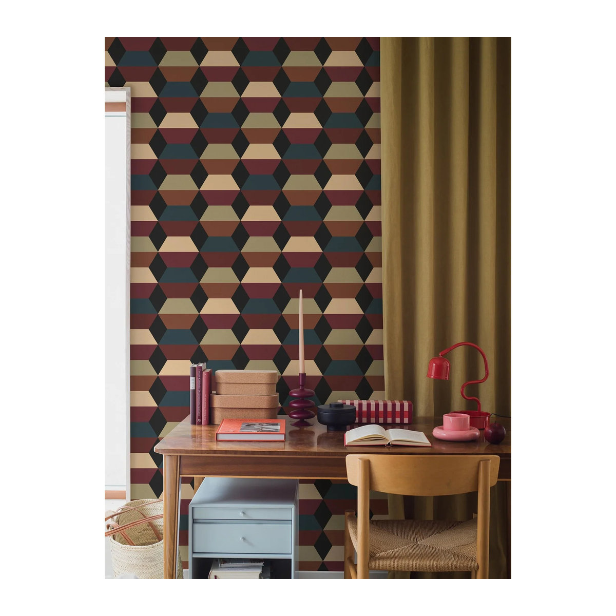 Boråstapeter Wallpaper Prisma Geometrisch in Beige, Braun und Bunt aus Papier - Bild 2