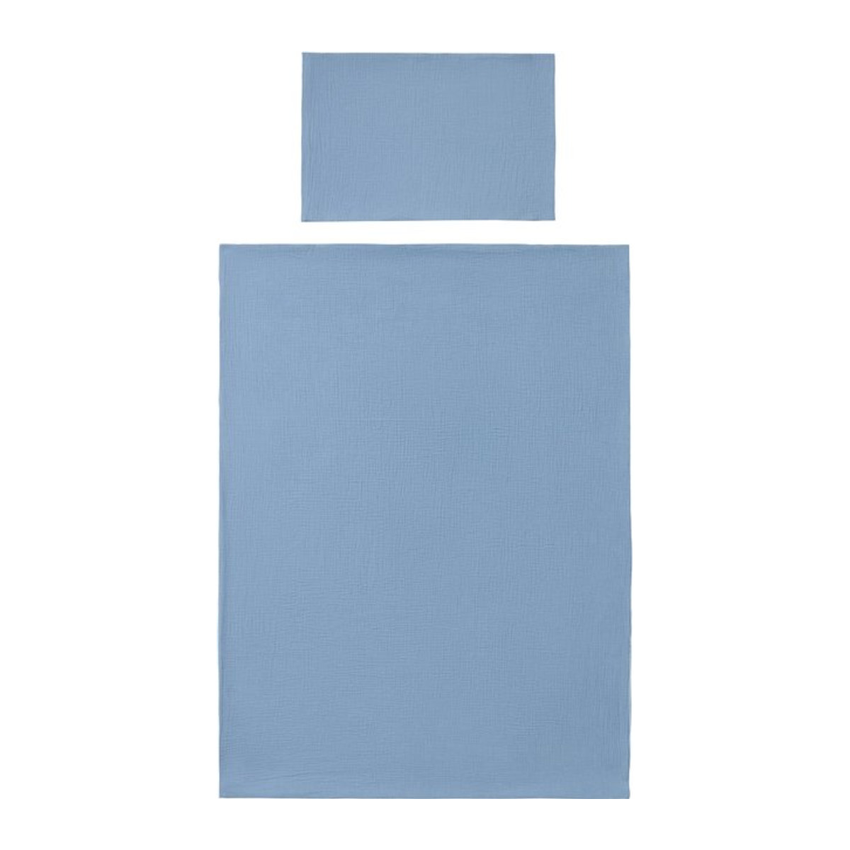 Bornino Home Wende-Bettwäsche aus Musselin in Blau, Kissenbezug: 40 x 60 cm, Deckenbezug: 100 x 135 cm - Bild 1