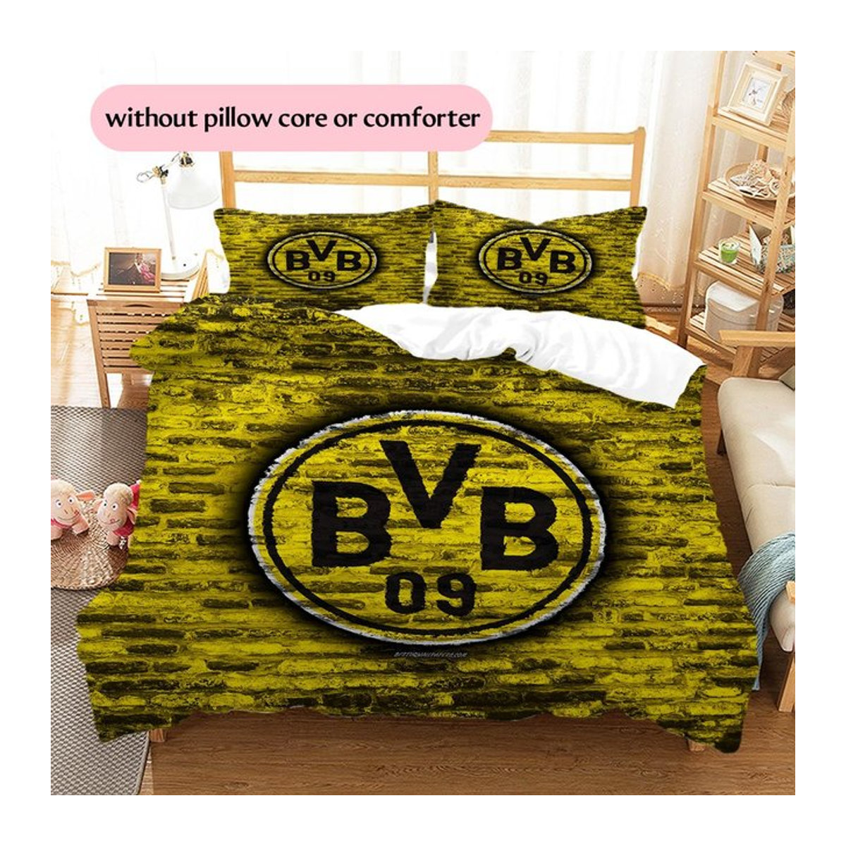 Borussia Dortmund Team Muster Bettwäsche Set Gelb, B/B: 220 x 240 cm - Bild 1