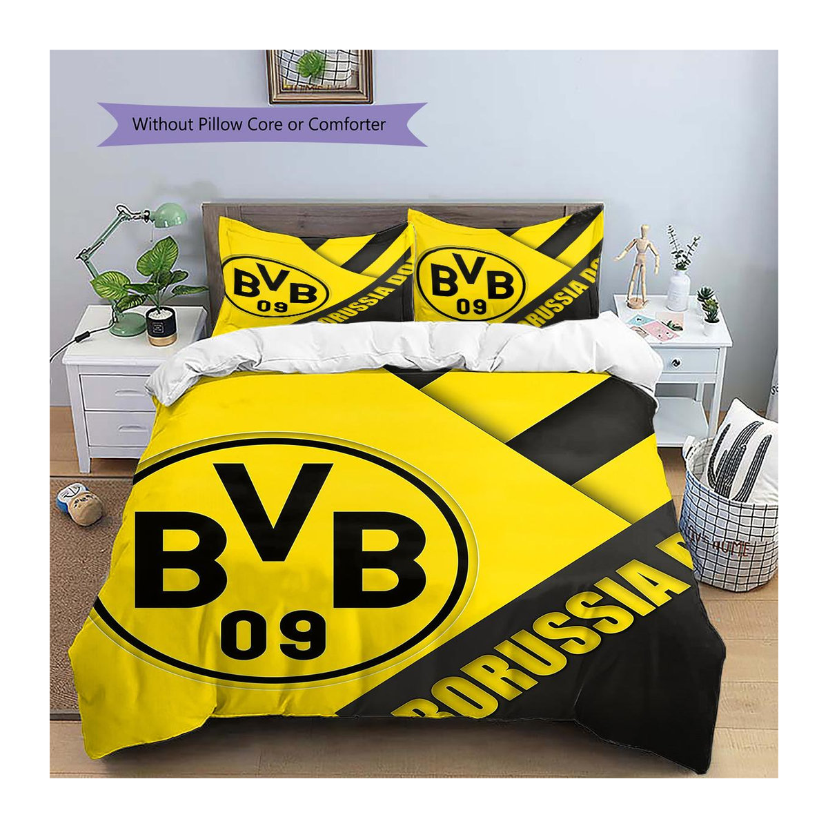Borussia Dortmund Team Muster Bettwäsche Set Gelb, B/B: 220 x 240 cm - Bild 2