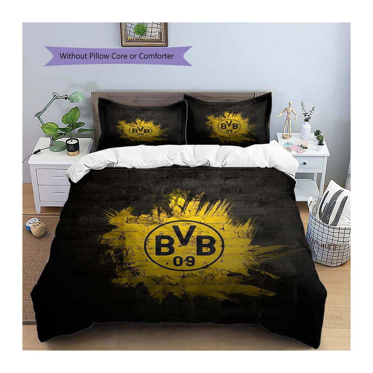 Borussia Dortmund Team Muster Bettwäsche Set Gelb, B/B: 220 x 240 cm - Bild 3