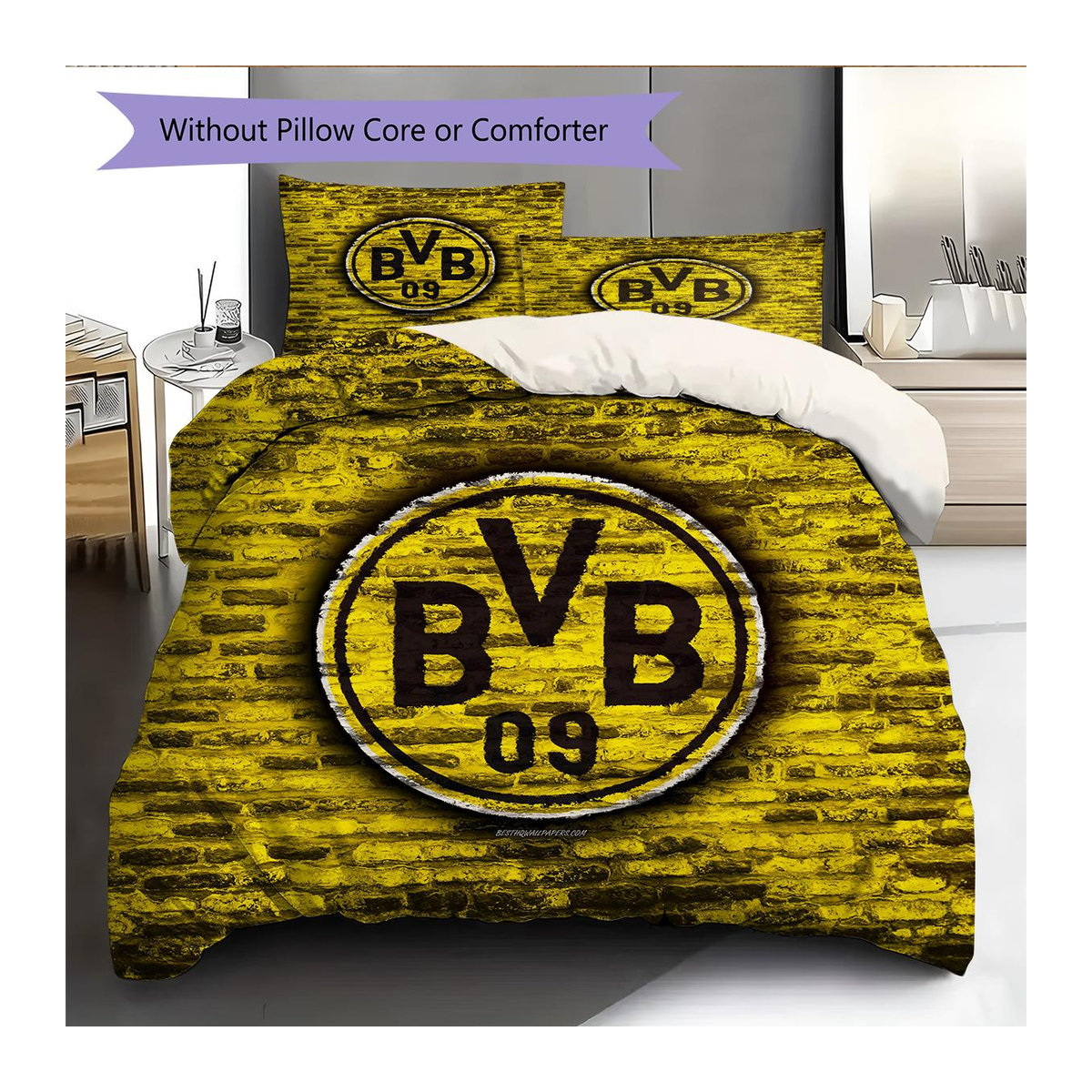 Borussia Dortmund Team Muster Bettwäsche Set Gelb, B/B: 220 x 240 cm - Bild 6