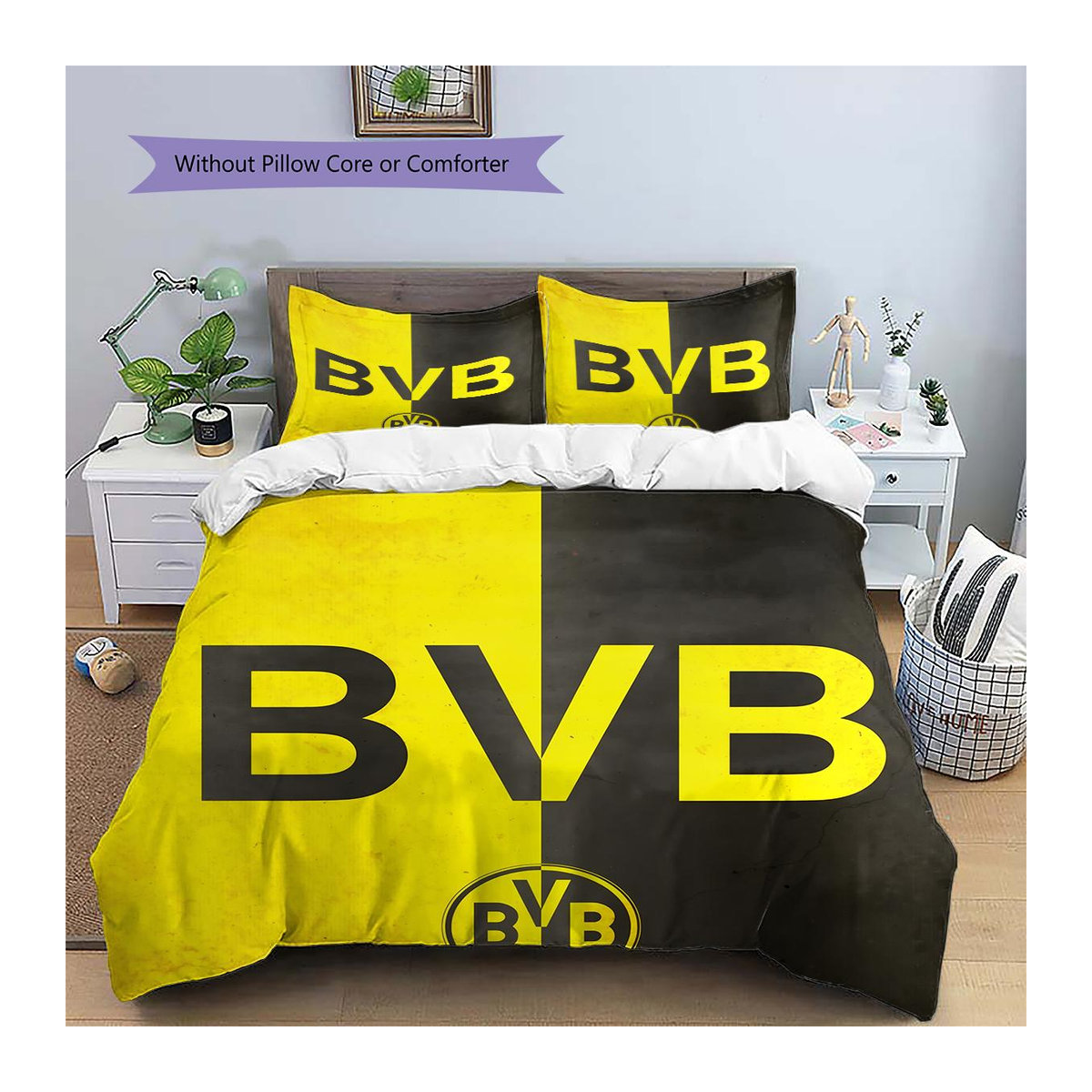 Borussia Dortmund Team Muster Bettwäsche Set Gelb, B/B: 220 x 240 cm - Bild 7