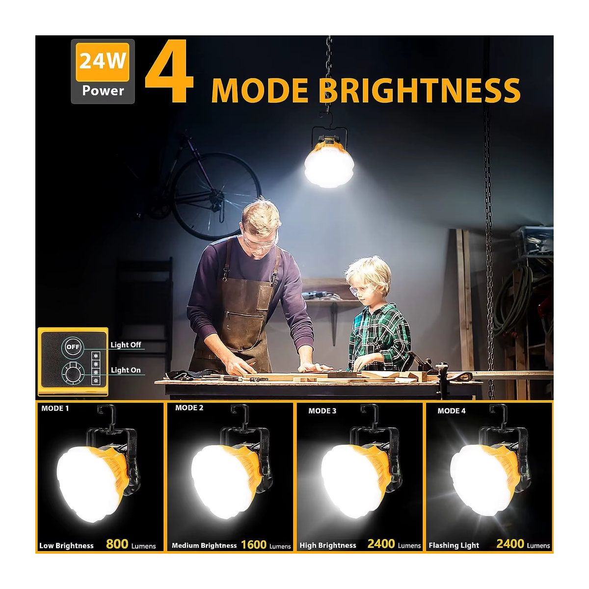 Bosch 24 W LED-Arbeitsleuchte für 18 V Akkus mit 2400 lm Lichtleistung, tragbare Außenleuchte und Arbeitslampe - Bild 5