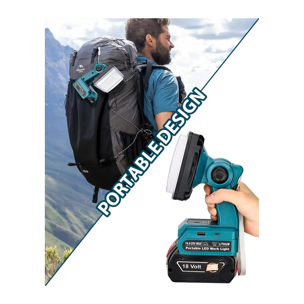 Bosch Tragbare Außenleuchte, kabellose LED-Arbeitsleuchte für 18 V Li-Ionen-Akkus mit USB-Schnittstelle - Bild 5