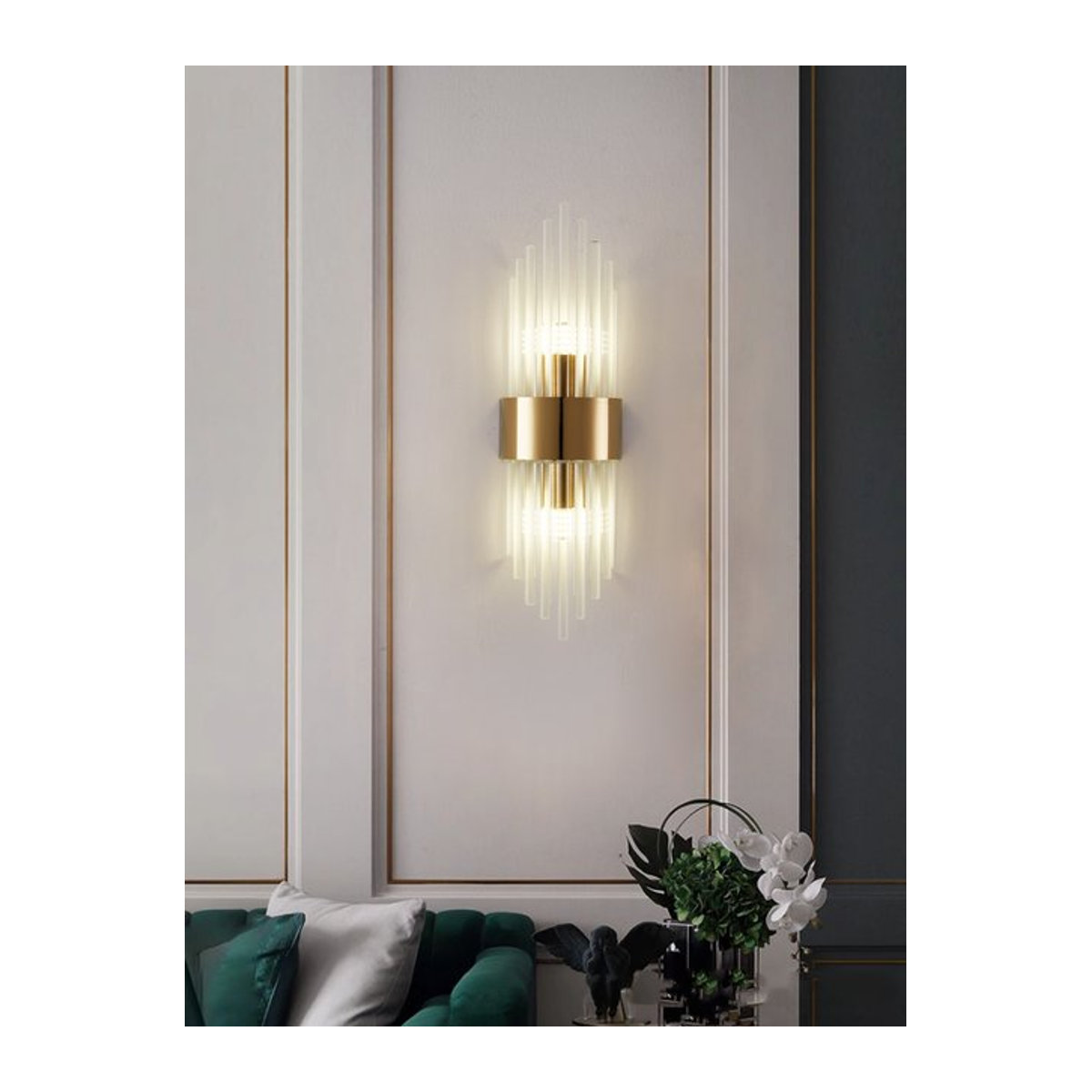 BOSSEN Moderne Kristall-Wandleuchte aus Edelstahl in Gold/Schwarz mit G9-Fassung - Bild 1