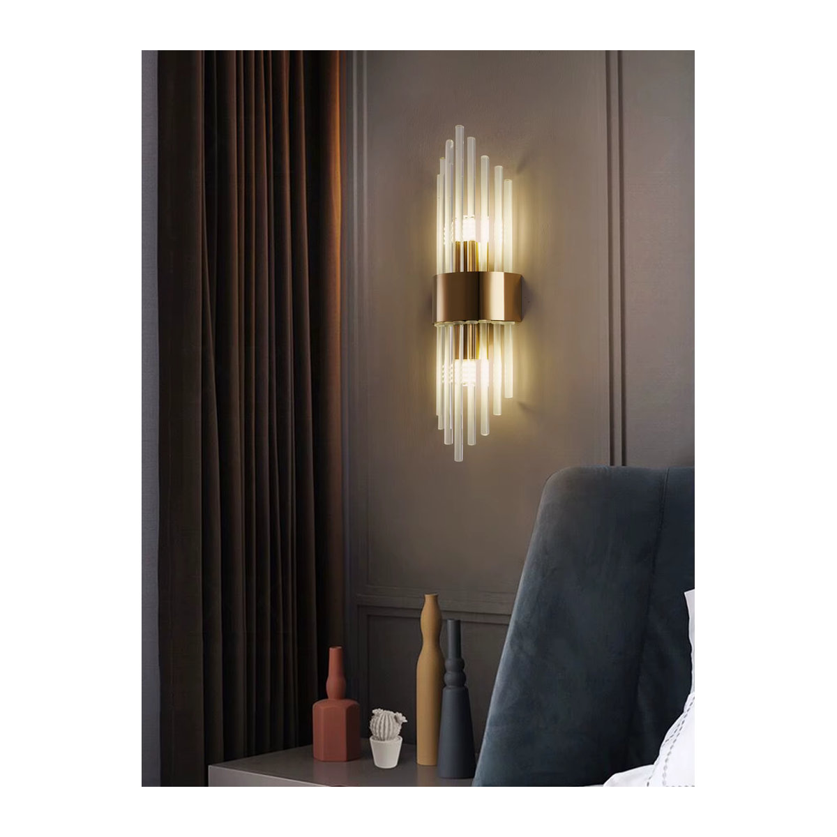 BOSSEN Moderne Kristall-Wandleuchte aus Edelstahl in Gold/Schwarz mit G9-Fassung - Bild 2