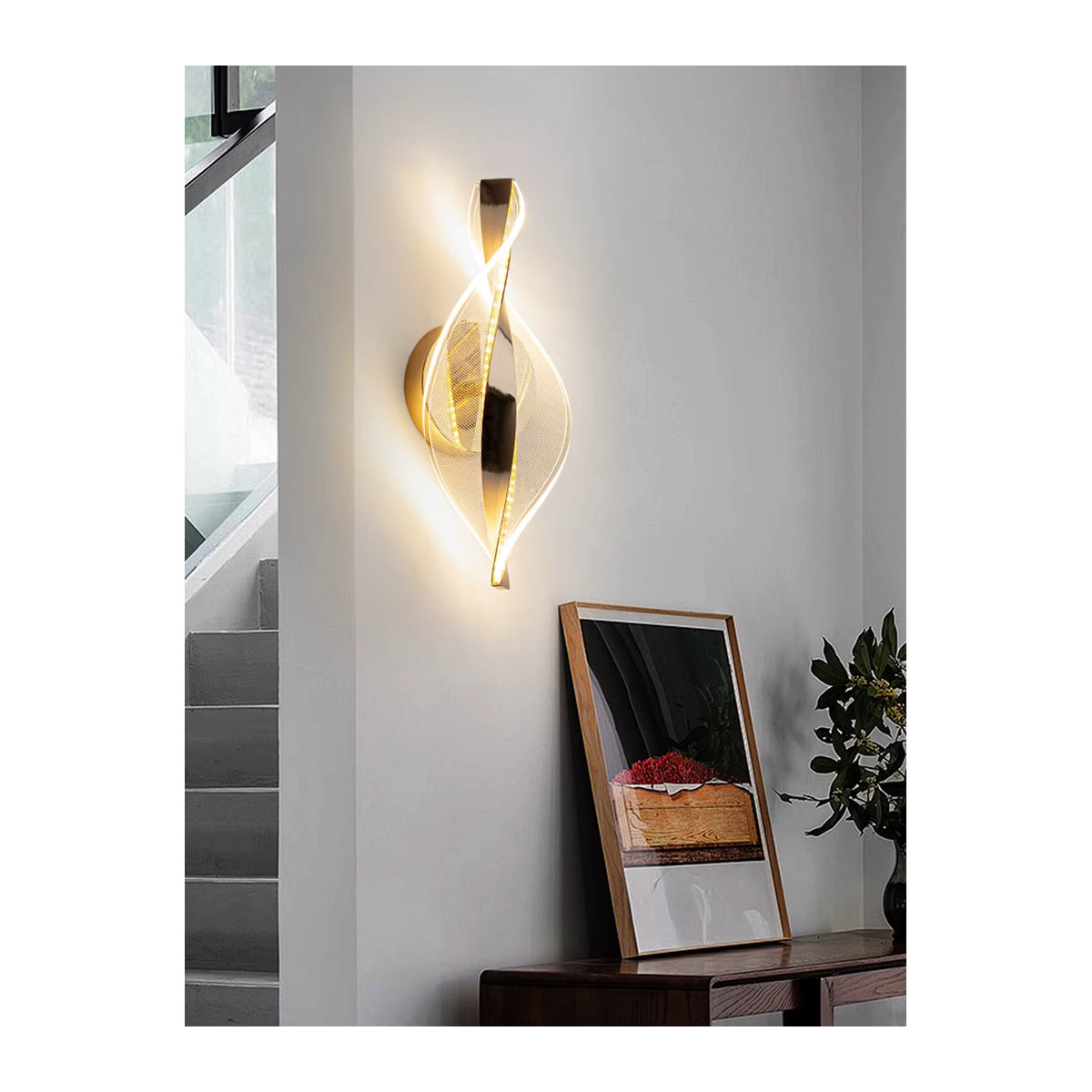 BOSSEN Moderne LED Wandleuchte aus Acryl in Gold mit Schneeflocken-Design für Wohnzimmer und Schlafzimmer - Bild 2