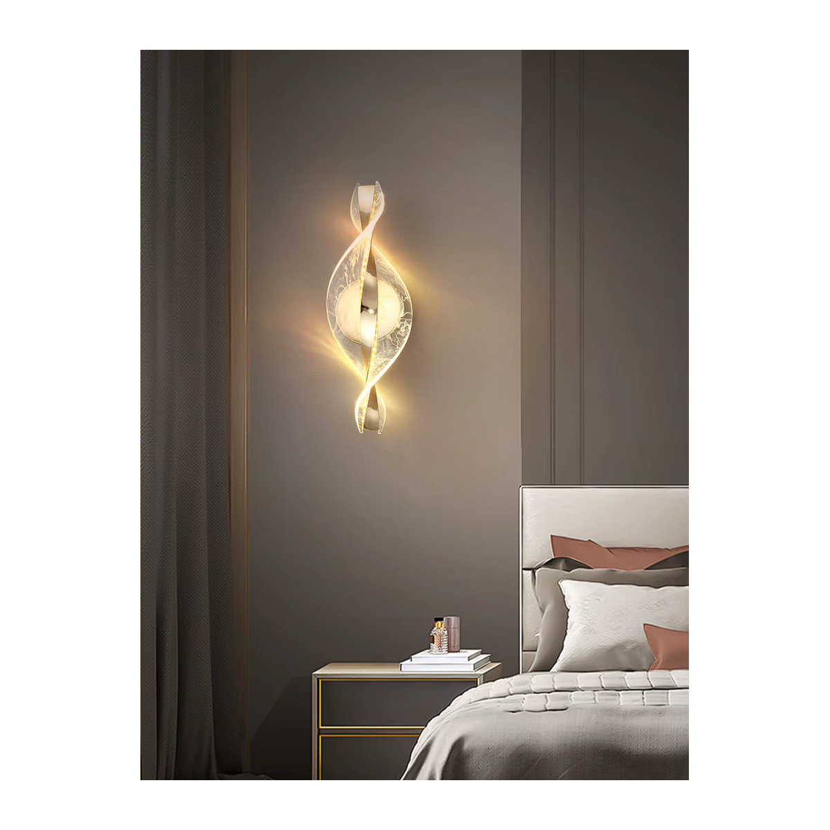 BOSSEN Moderne LED Wandleuchte aus Acryl in Gold mit Schneeflocken-Design für Wohnzimmer und Schlafzimmer - Bild 3