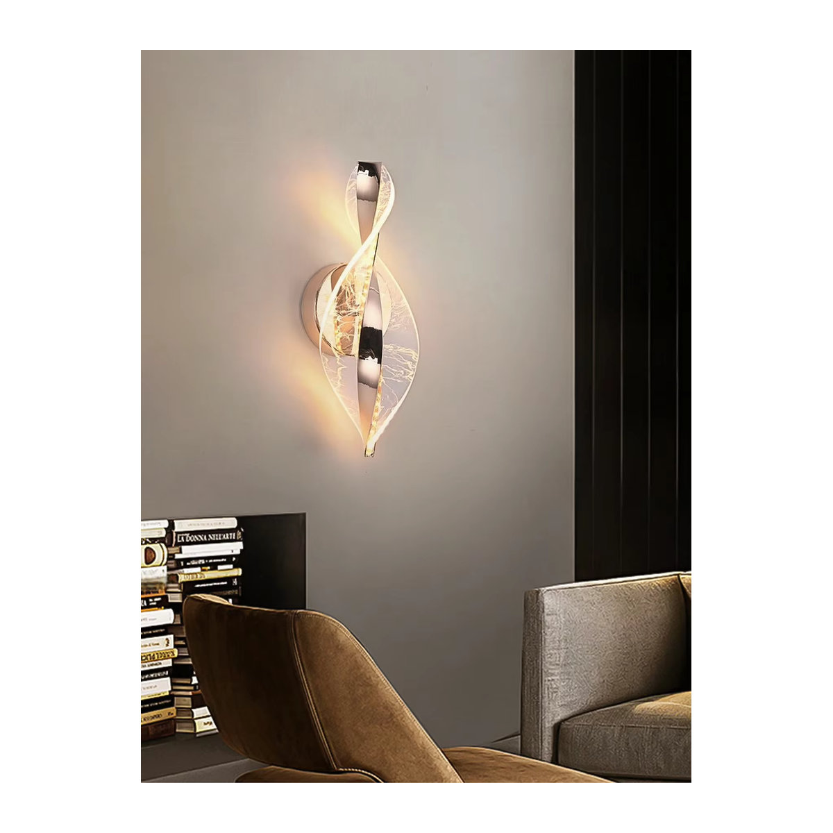 BOSSEN Moderne LED Wandleuchte aus Acryl in Gold mit Schneeflocken-Design für Wohnzimmer und Schlafzimmer - Bild 5