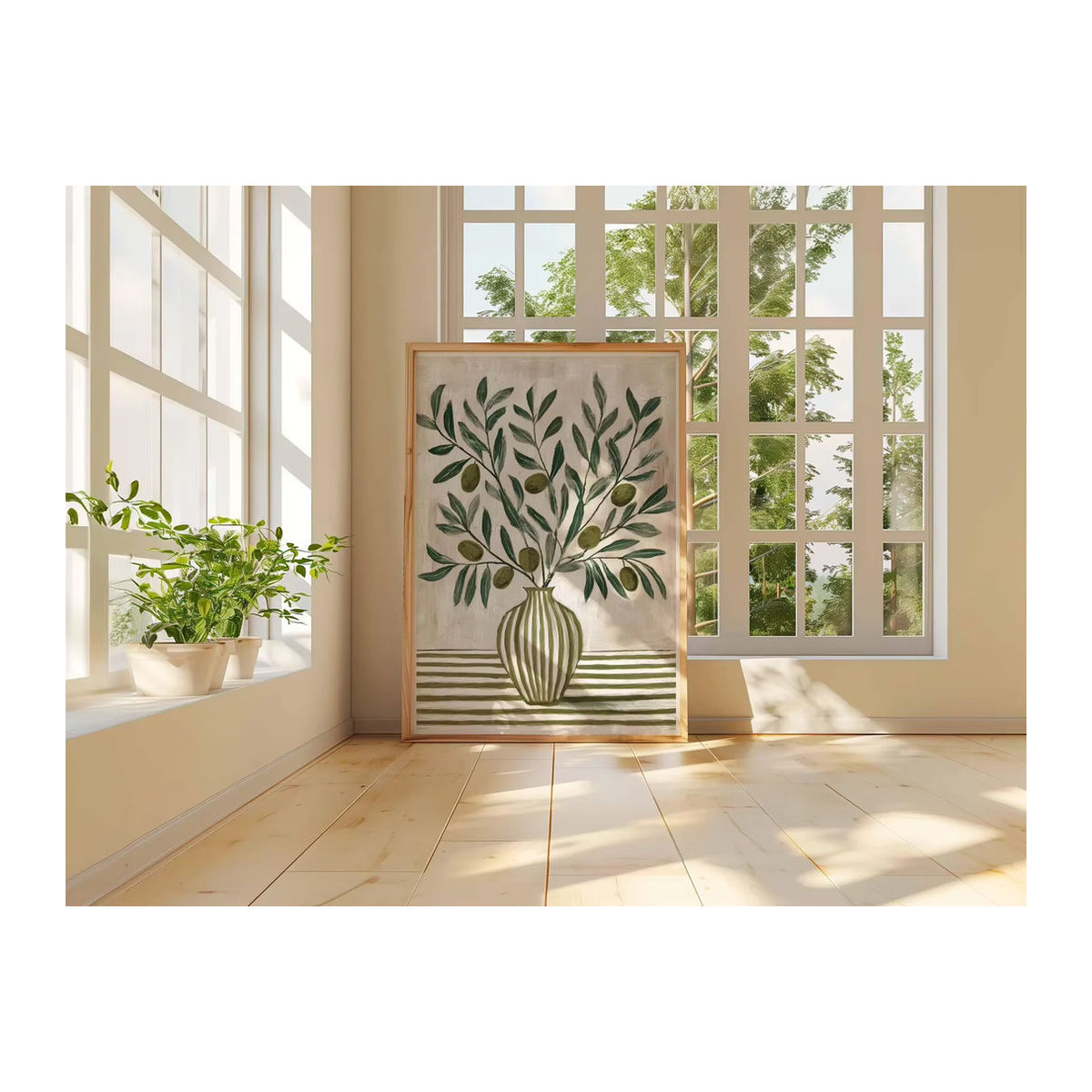Botanisches Poster mit Olivenzweig in Grün, florale Wandkunst im Landhausstil aus Papier - Bild 4