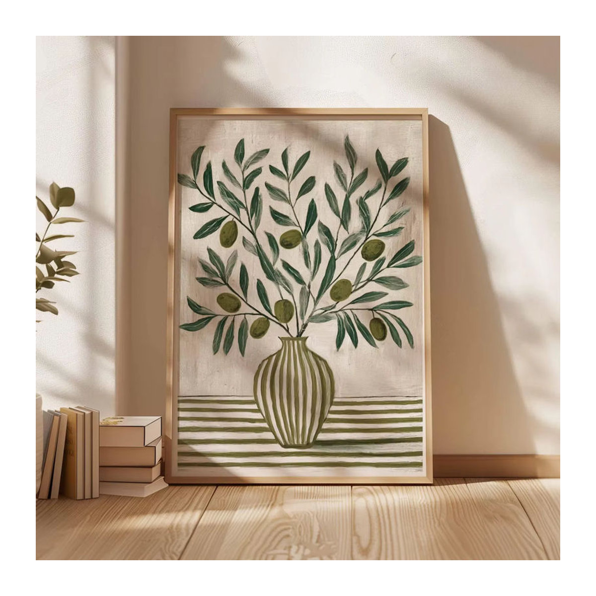 Botanisches Poster mit Olivenzweig in Grün, florale Wandkunst im Landhausstil aus Papier - Bild 5