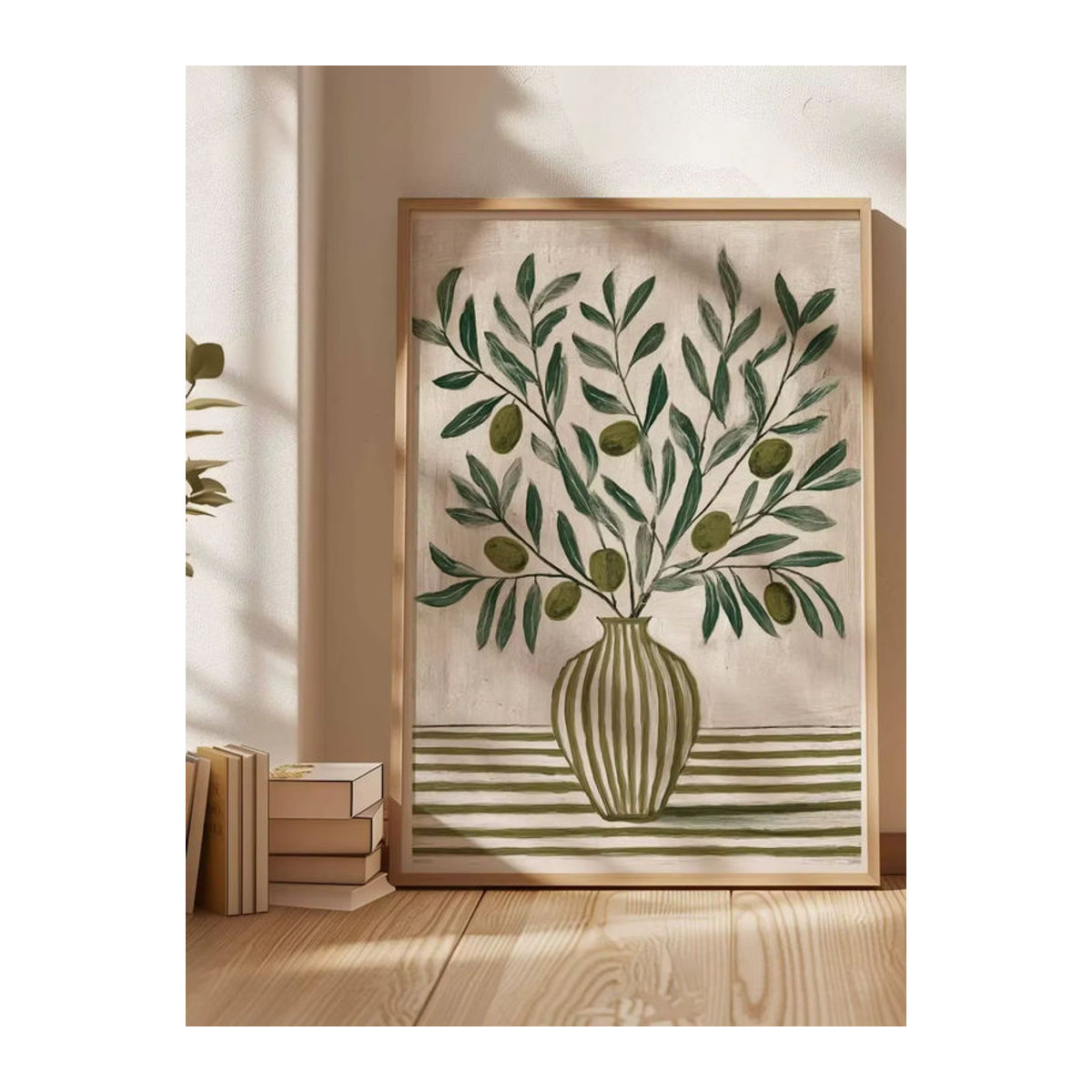 Botanisches Poster mit Olivenzweig in Grün, florale Wandkunst im Landhausstil aus Papier - Bild 7