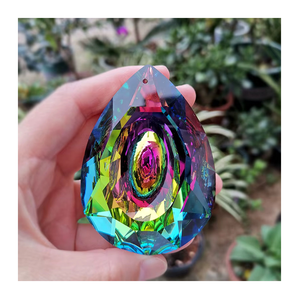 BOTG Kristall Prisma Sun Catcher aus Glas in Mehrfarbig, Geometrischer Anhänger für Fenster und Dekoration, Durchmesser: 7,6 cm - Bild 3