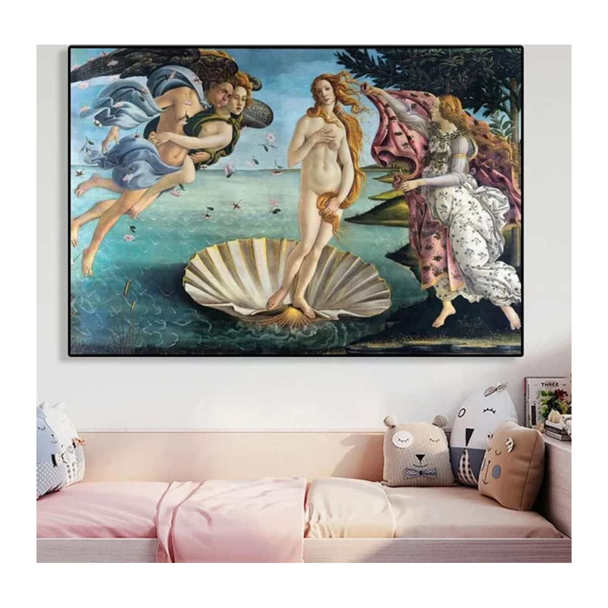 Botticelli Die Geburt der Venus Renaissance-Ölgemälde als Kunstdruck auf Leinwand, mehrfarbiges Wandbild im Querformat, rahmenlos - Bild 1