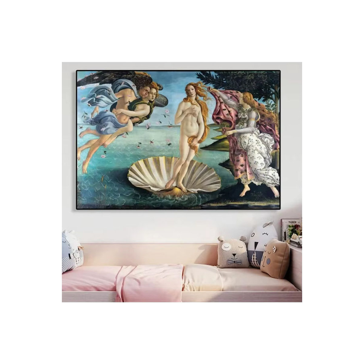 Botticelli Die Geburt der Venus Renaissance-Ölgemälde als Kunstdruck auf Leinwand, mehrfarbiges Wandbild im Querformat, rahmenlos - Bild 2