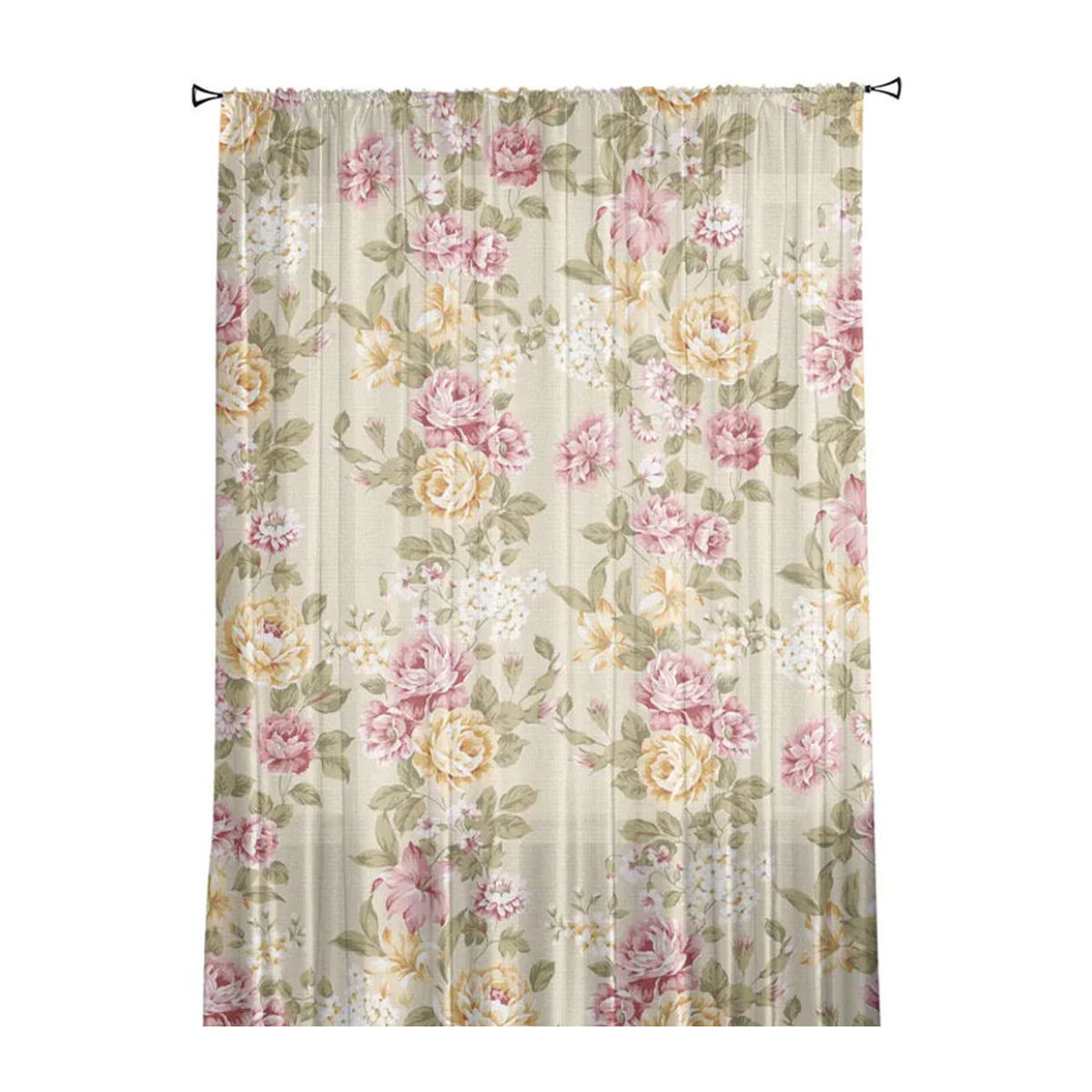 Bouquet Rose Tüll Vorhänge in Gelb und Rosa für Wohnzimmer und Schlafzimmer, Sheer Voile Fensterdekoration, Breite: 135 cm, Höhe: 244 cm - Bild 2