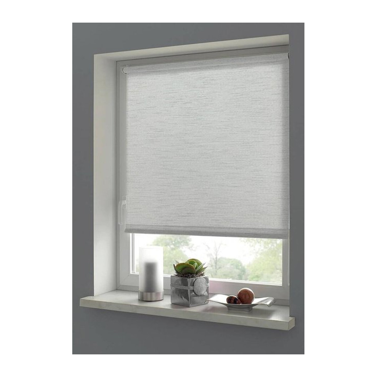 Boviva Klebe- und Klemmrollo Lino in Silbergrau, Breite: 45 cm, Länge: 150 cm - Bild 1