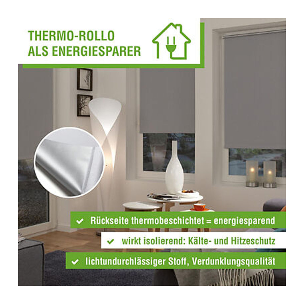 Boviva Thermo Klebe- und Klemmrollo in Verdunklungsqualität, Blau, B: 90 cm, L: 150 cm - Bild 2